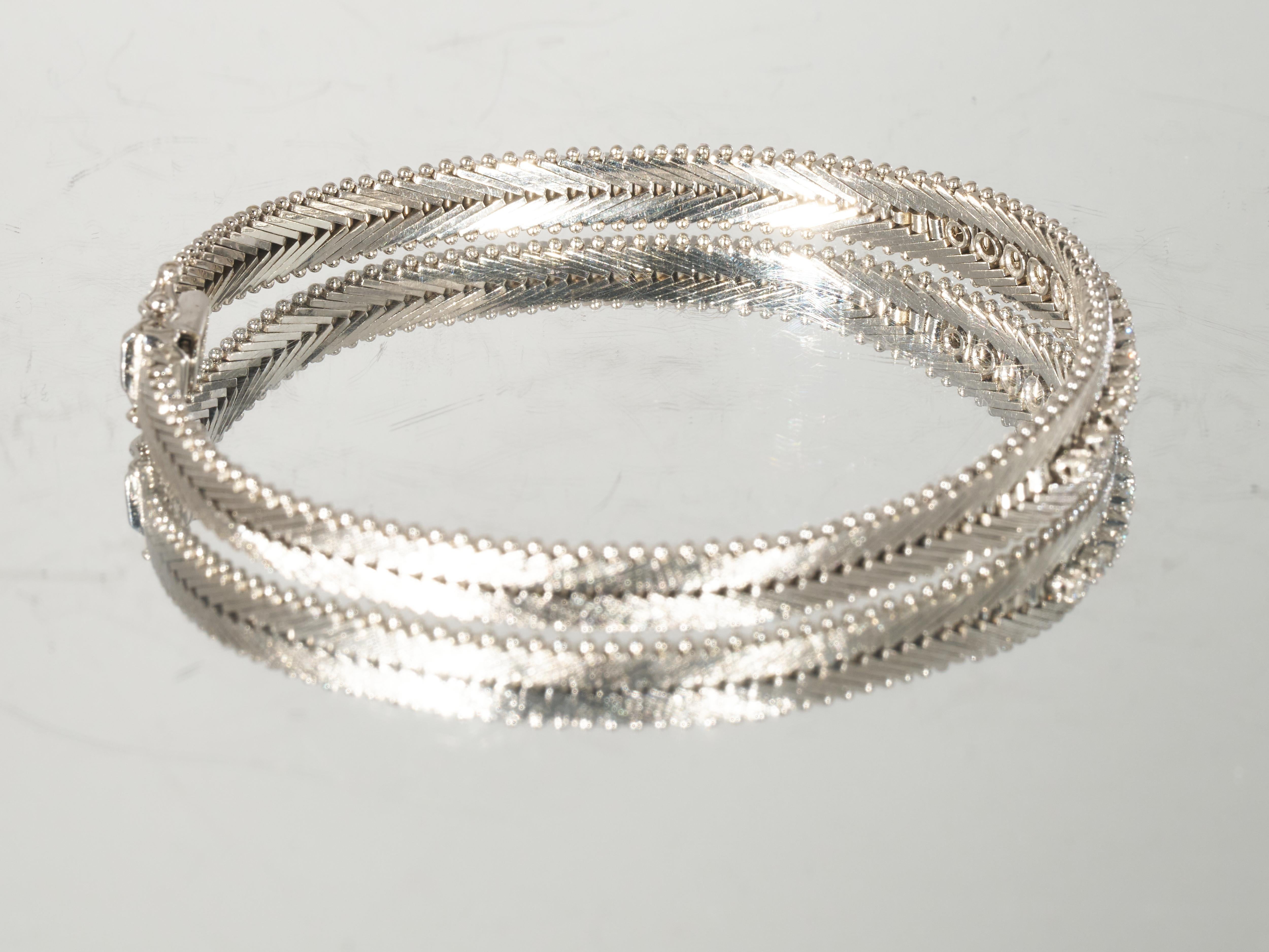 Carl Bucherer Diamond 18K White Gold Tennis Bracelet 0.5CTS Circa 1960s 1970s For Sale 5