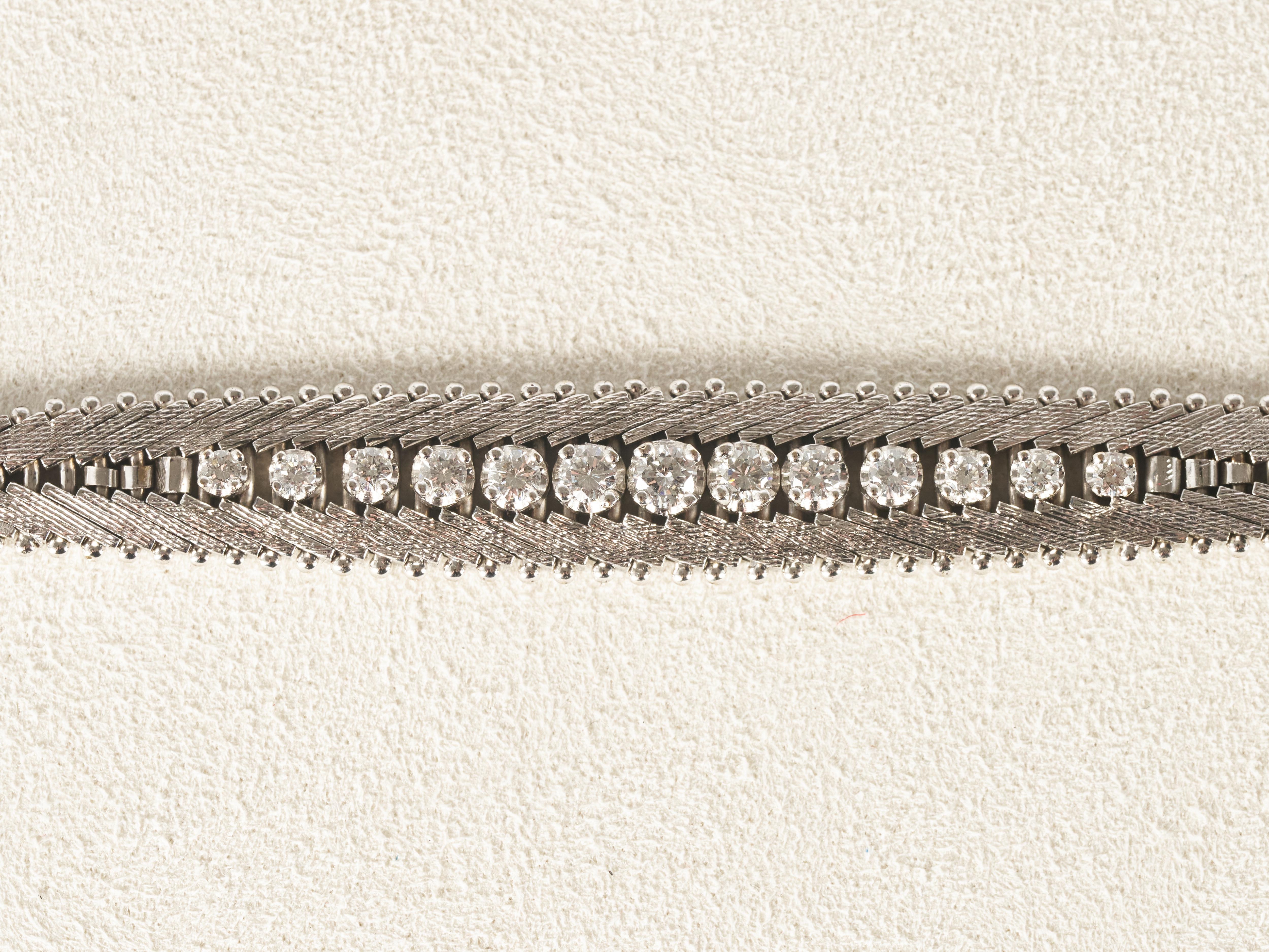 Carl Bucherer Diamond 18K White Gold Tennis Bracelet 0.5CTS Circa 1960s 1970s For Sale 9