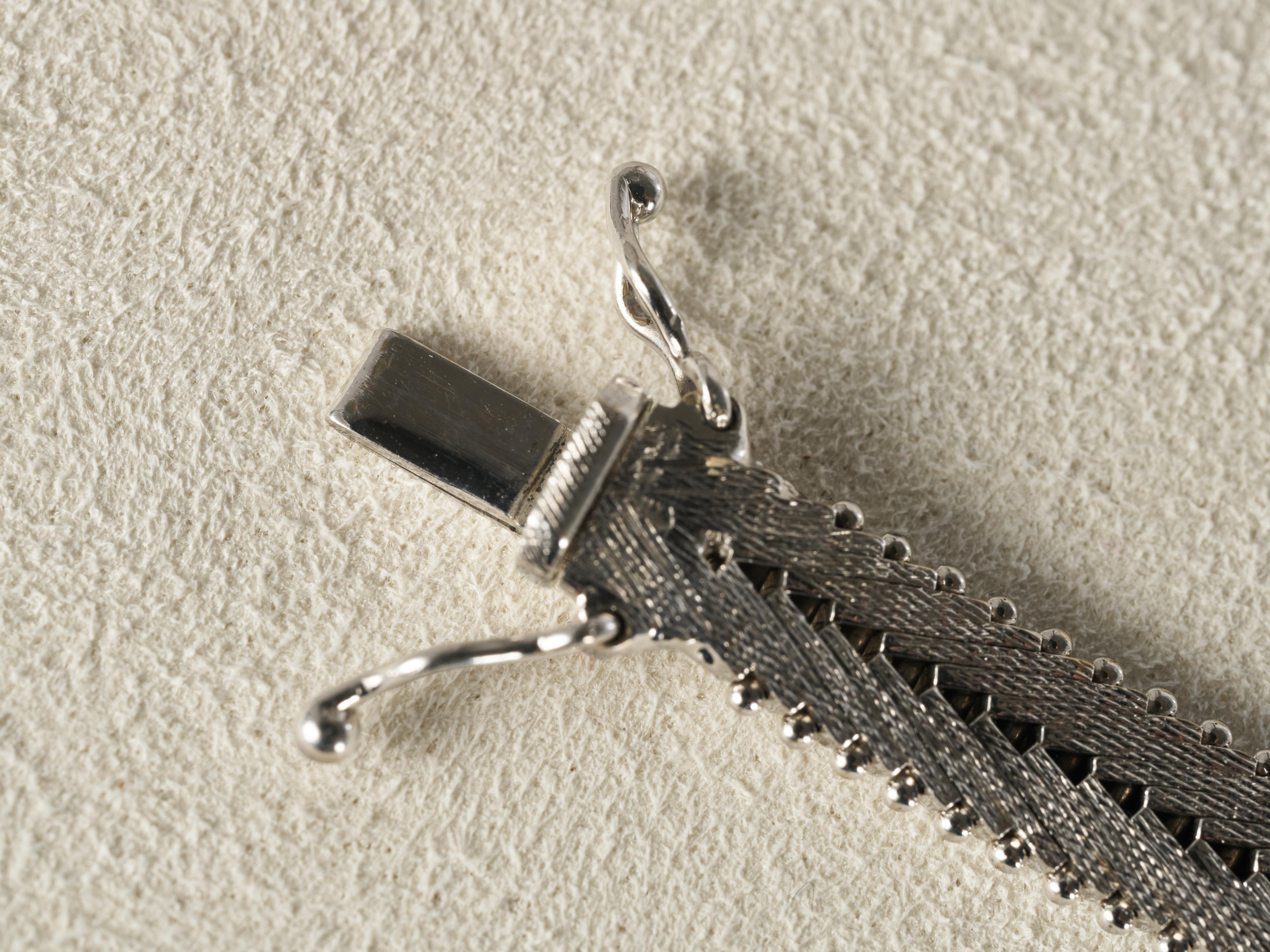Carl Bucherer Diamond 18K White Gold Tennis Bracelet 0.5CTS Circa 1960s 1970s For Sale 10