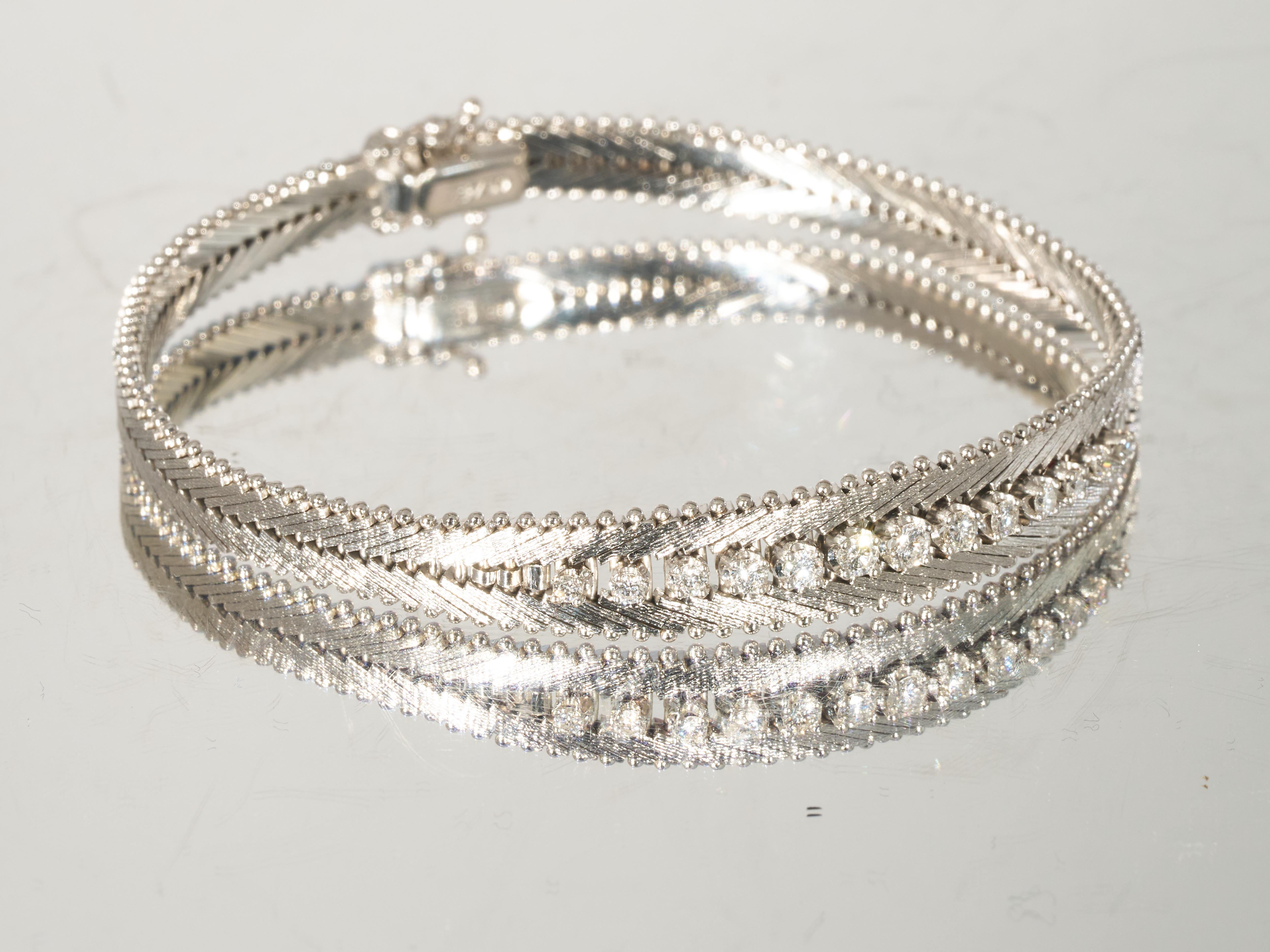 Carl Bucherer Diamond 18K White Gold Tennis Bracelet 0.5CTS Circa 1960s 1970s For Sale 2
