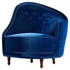 Carl Cederholm, fauteuil de salon, velours, bois, Suède, années 1940
