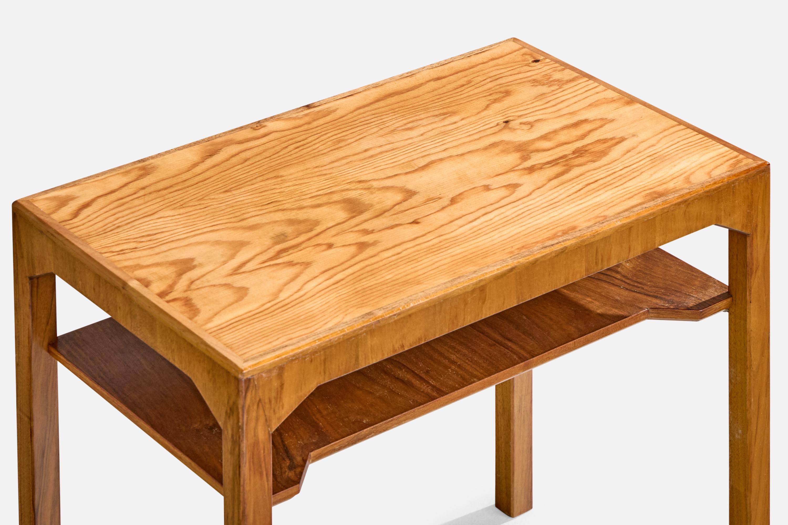 Mid-20th Century Carl Cederholm, Side Table, Walnut, Pine, Sweden, 1940s For Sale