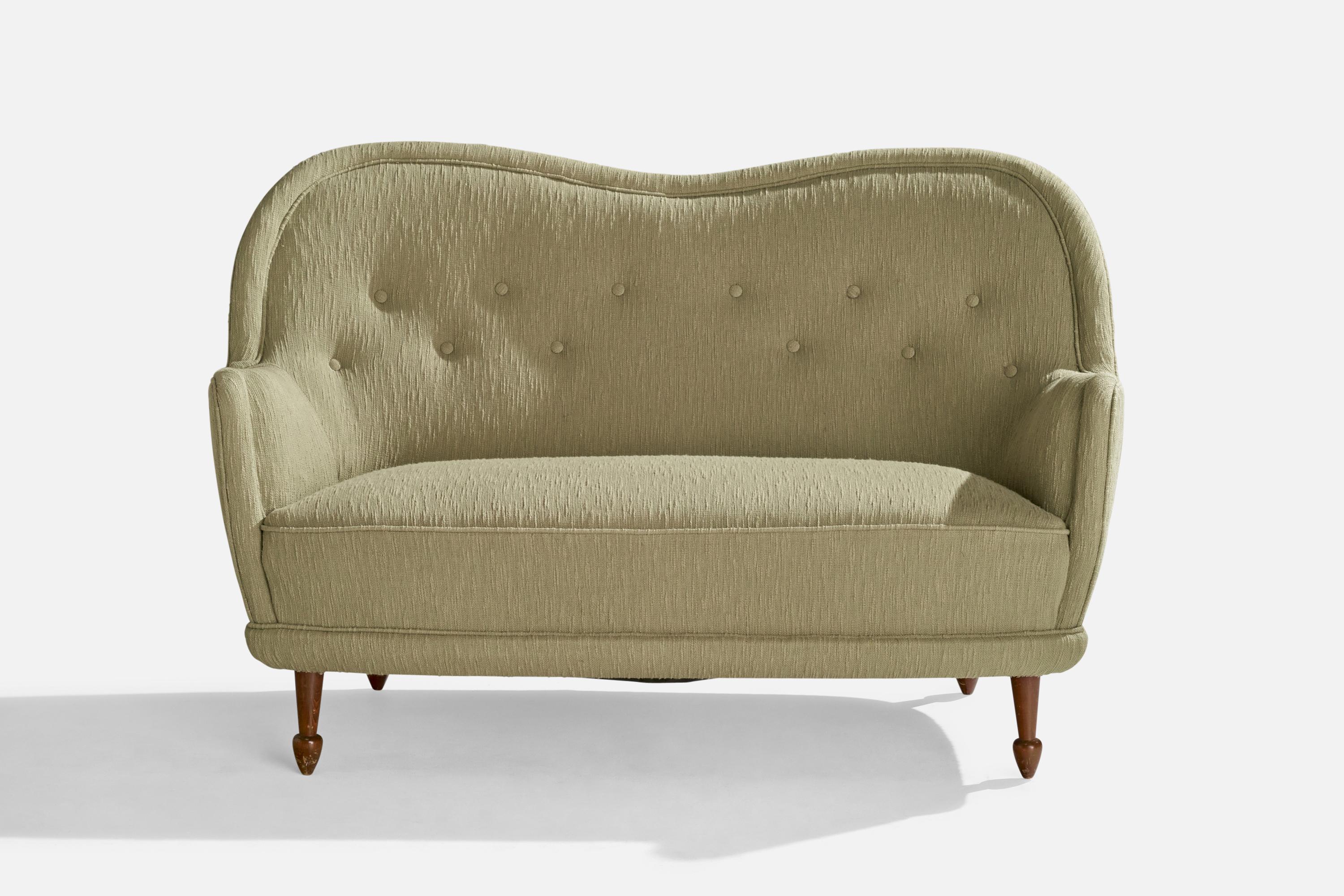 Scandinave moderne Carl Cederholm, canapé, tissu, bois, Suède, années 1940 en vente