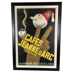 Vintage Carl Chew (French, 20th century) 'Cafes Jeanne D'Arc' Framed French Poster 1937