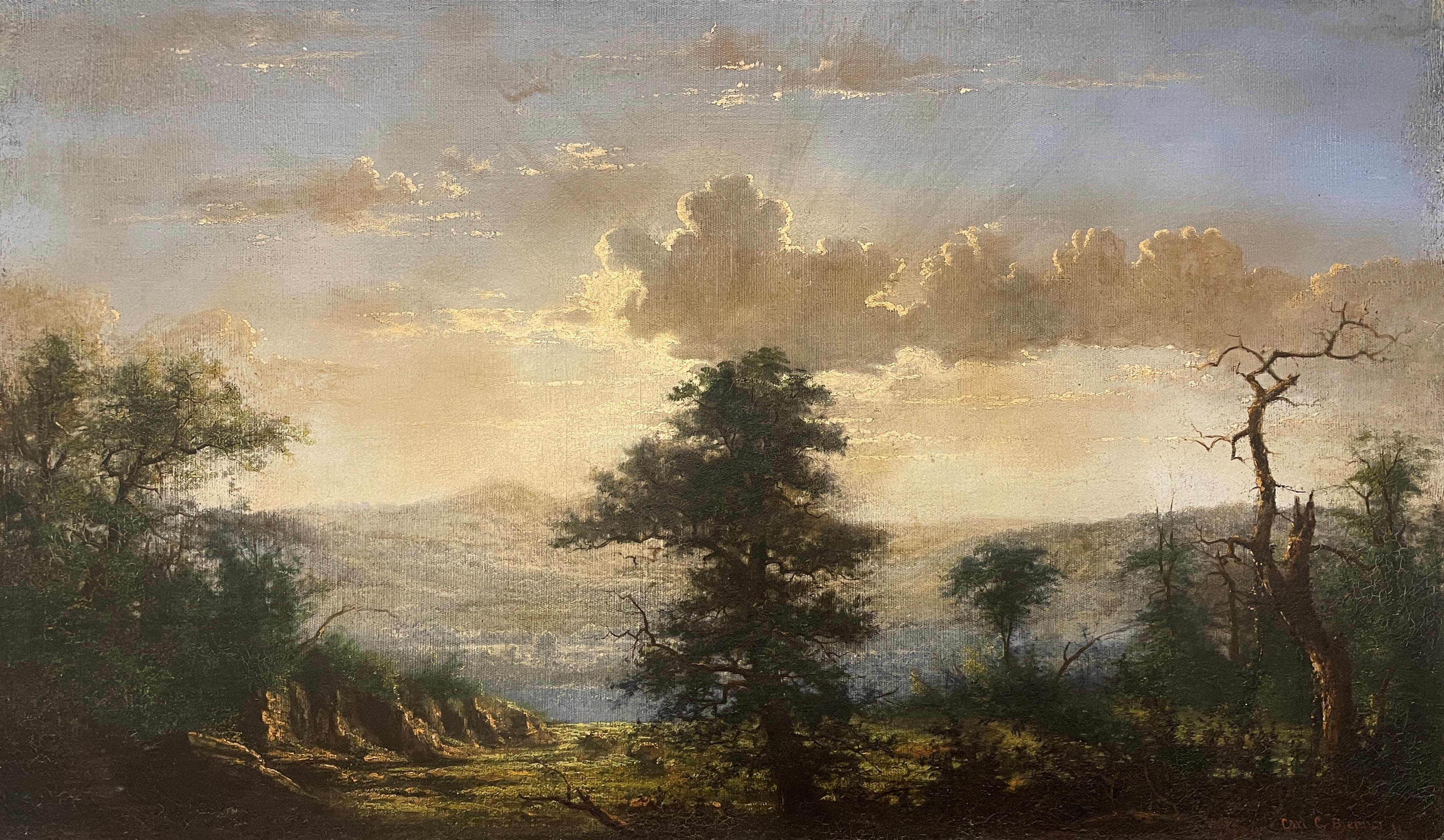 Carl Christian Brenner Landscape Painting – „Breaking Through the Clouds, Kentucky“ Carl Brenner, Appalachia-Landschaft