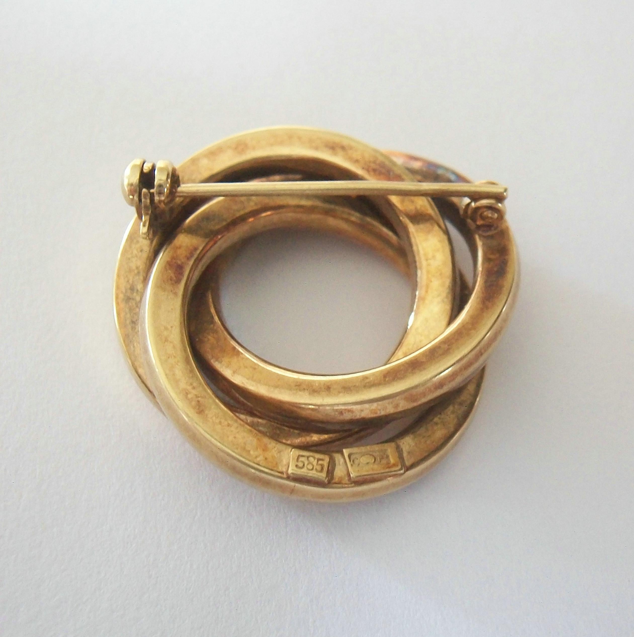 CARL CHRISTIAN FJERDINGSTAD - Art Deco Gold Circle Brooch - France - Circa 1930s For Sale 7