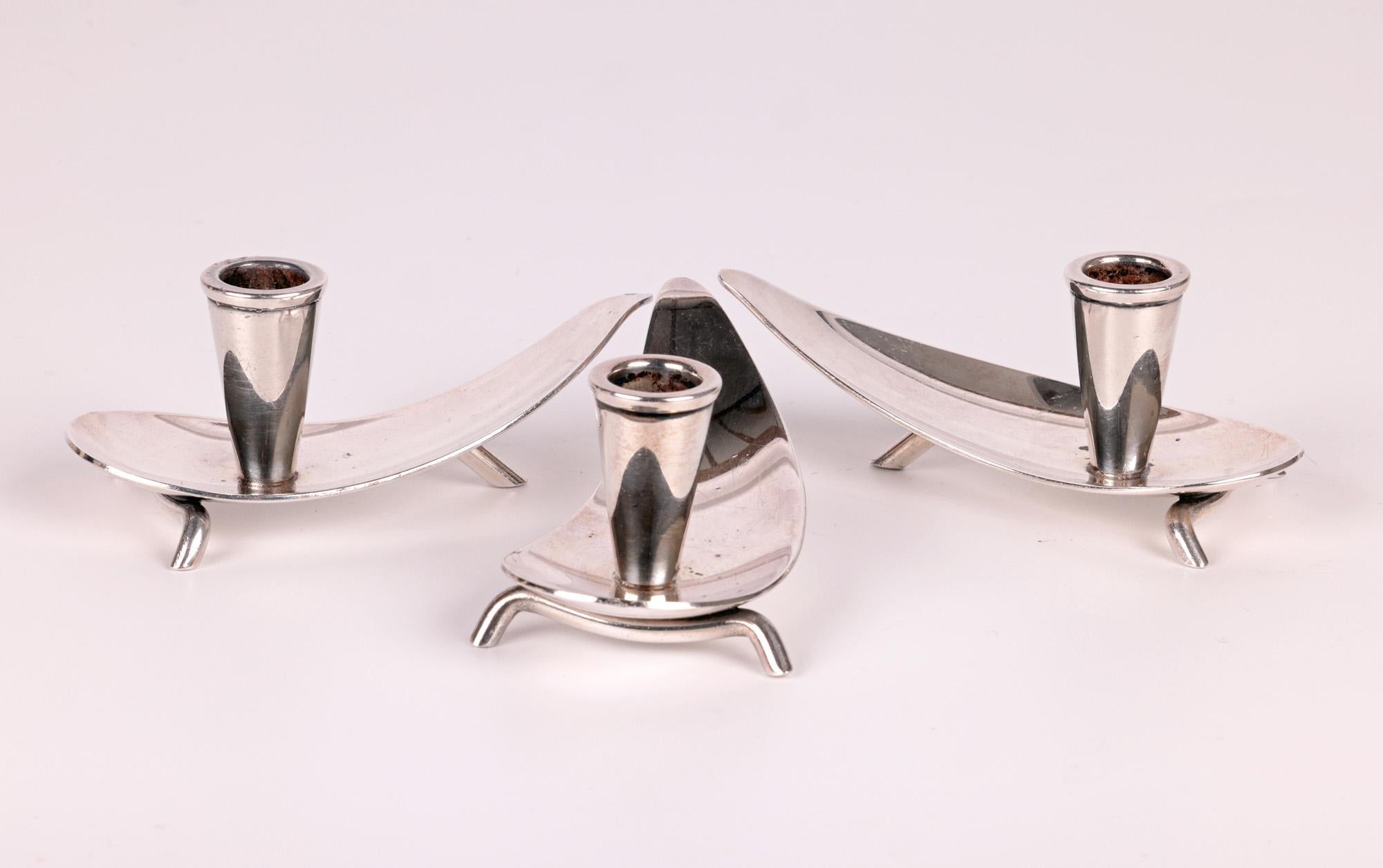 Carl Christiansen Danish Mid-Century Trio Silver Plated Candlesticks For Sale 6