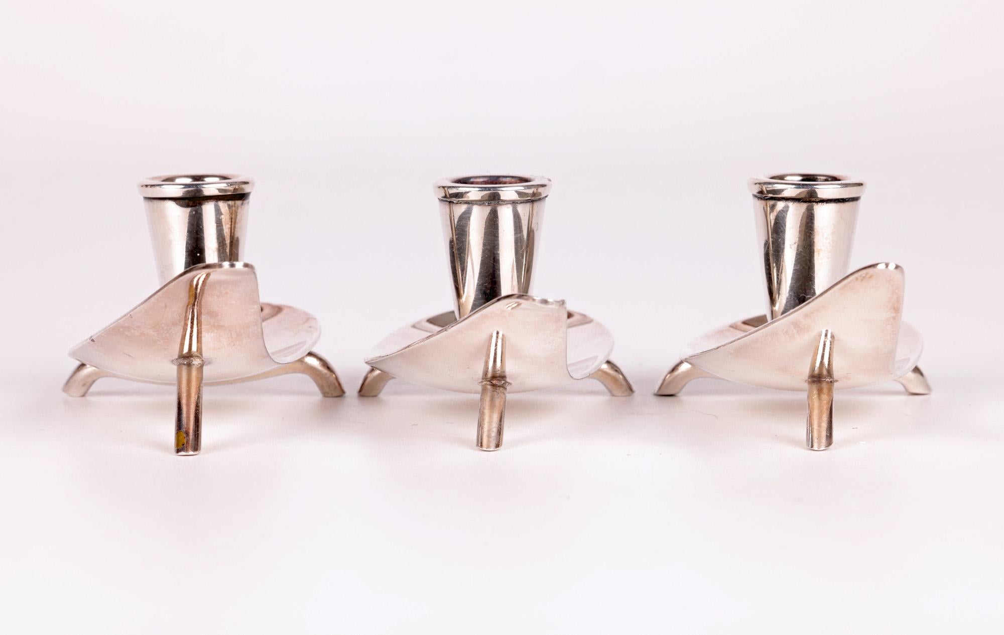 Carl Christiansen Danish Mid-Century Trio Silver Plated Candlesticks For Sale 9