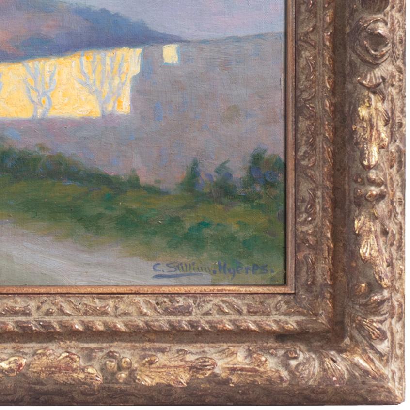 Après-midi ensoleillé, Hyères, Côte d'Azur, Côte d'Azur, Royal Academy of Arts Huile - Gris Landscape Painting par Carl Conrad Stilling