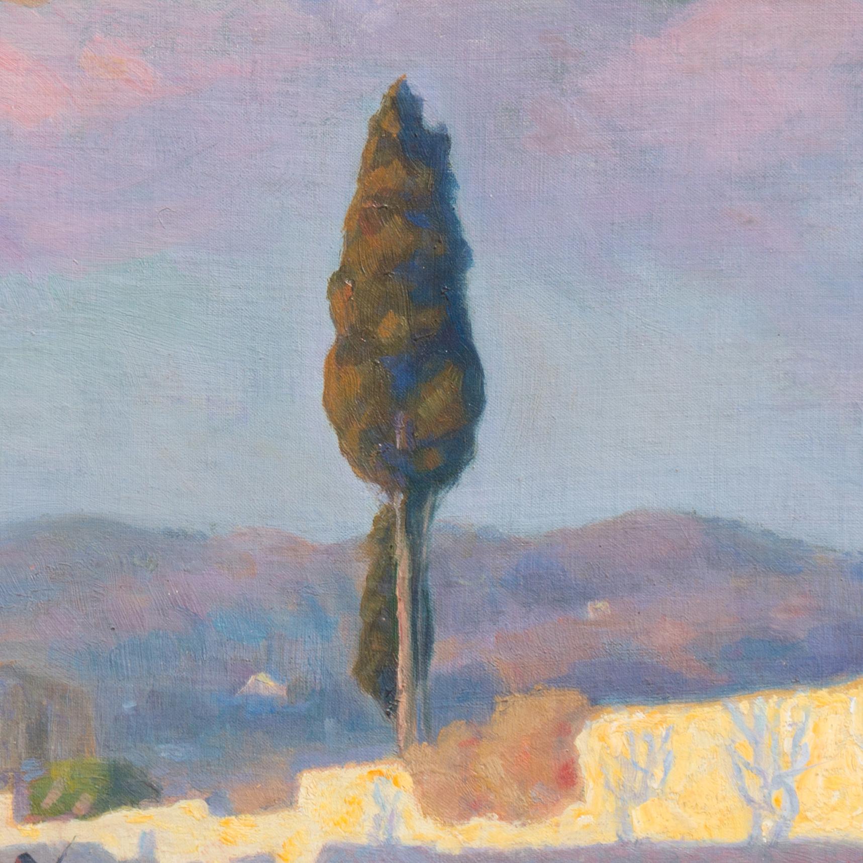 'Sunny Afternoon, Hyères, Côte d’Azur', French Riviera, Royal Academy of Art Oil - Gray Landscape Painting by Carl Conrad Stilling