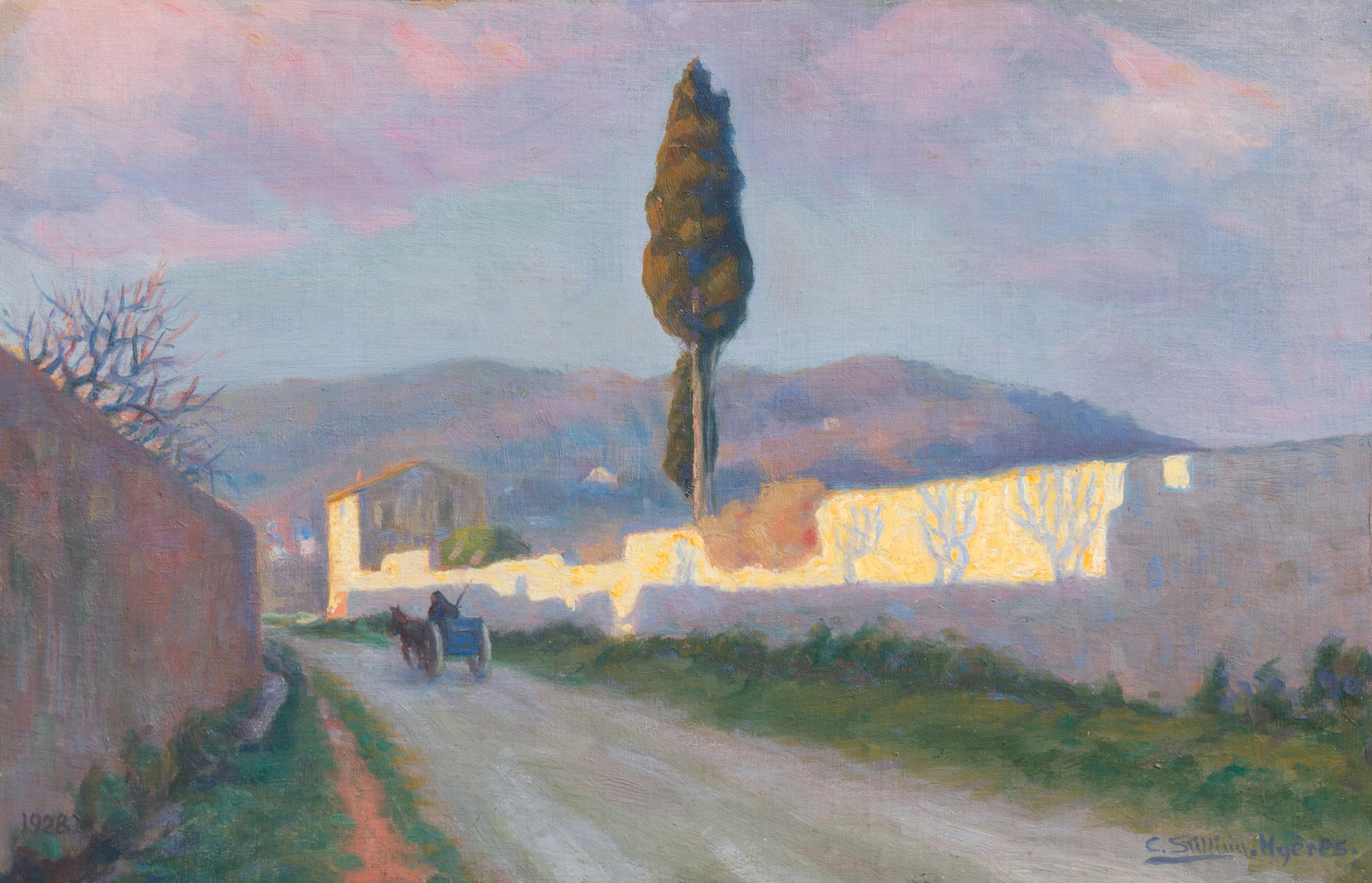Landscape Painting Carl Conrad Stilling - Après-midi ensoleillé, Hyères, Côte d'Azur, Côte d'Azur, Royal Academy of Arts Huile