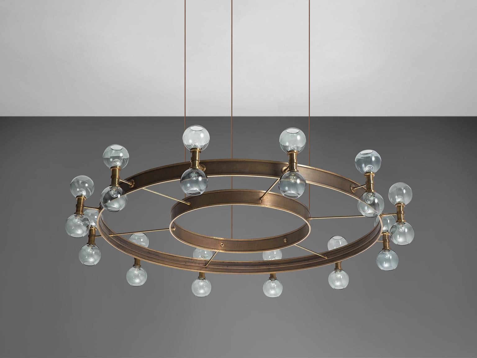 Mid-20th Century Carl Corwin Grand Chandelier with Brass Rings