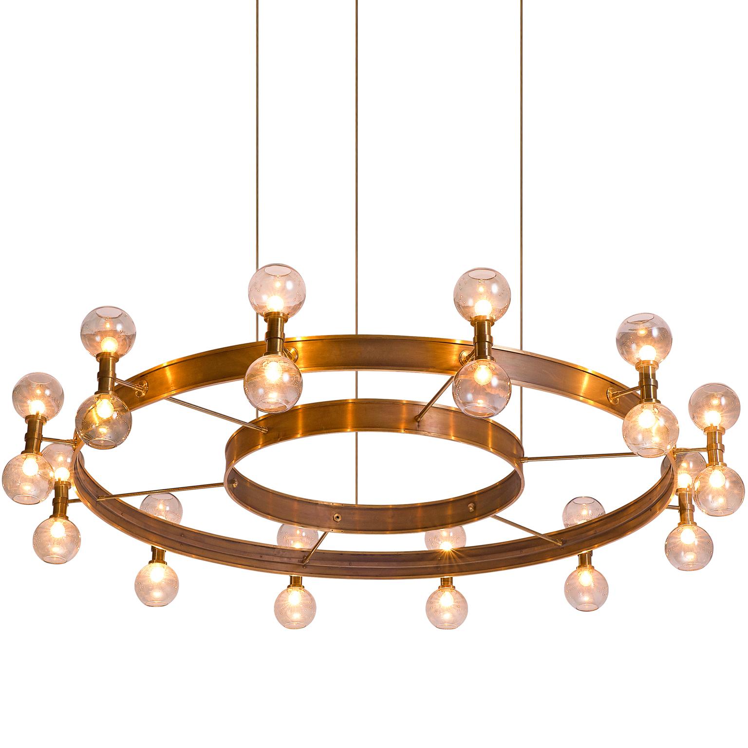 Carl Corwin Grand Chandelier with Brass Rings