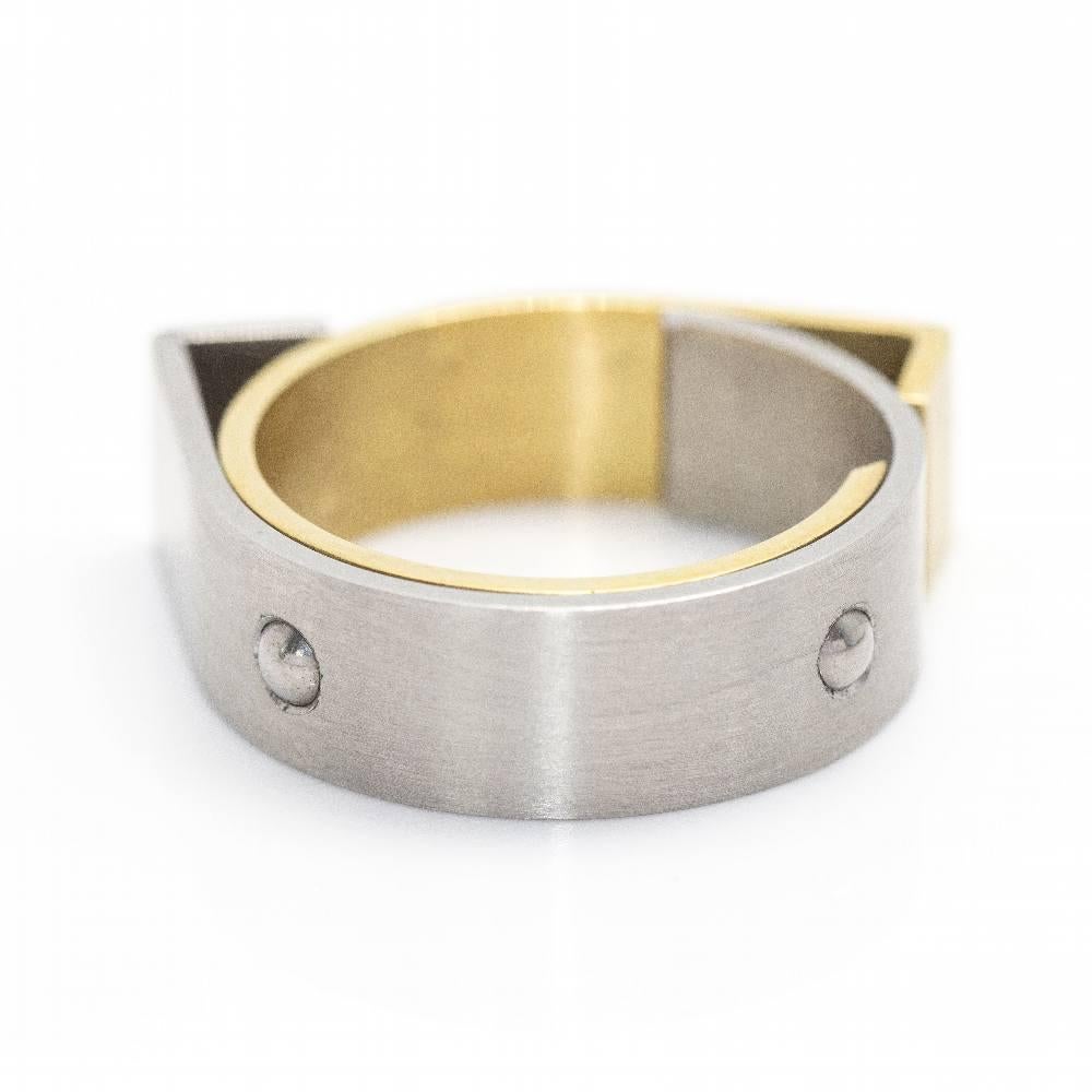 Women's CARL DAU GEOMETRY Ring in Gold and Steel For Sale