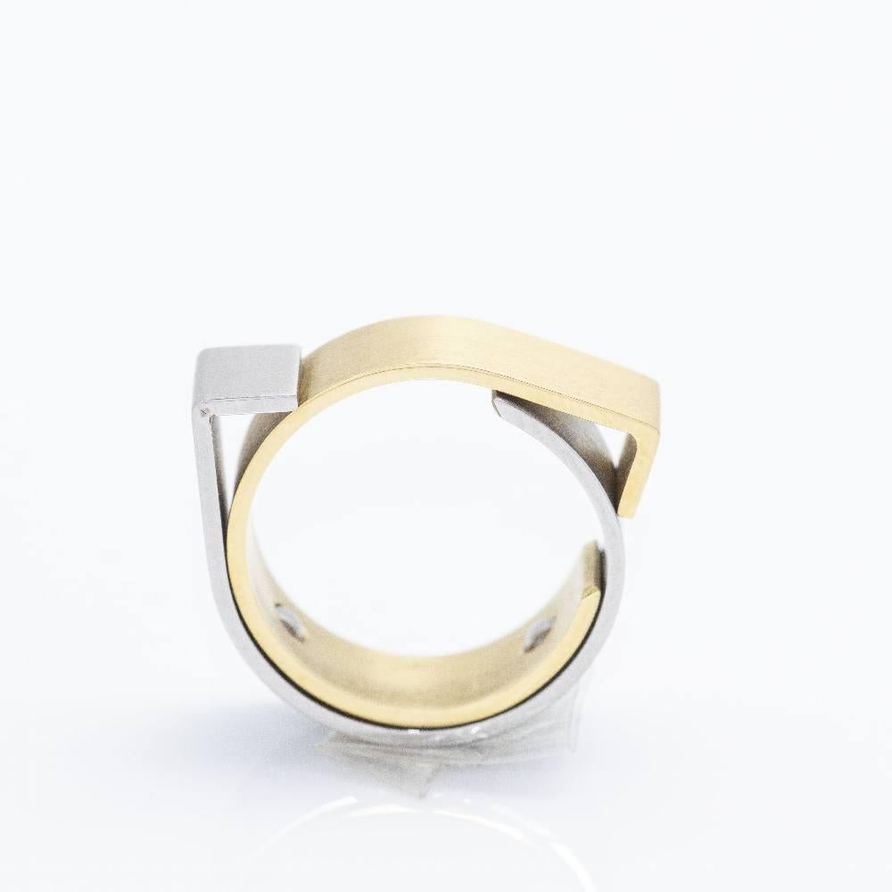 CARL DAU GEOMETRY Ring in Gold and Steel For Sale 3