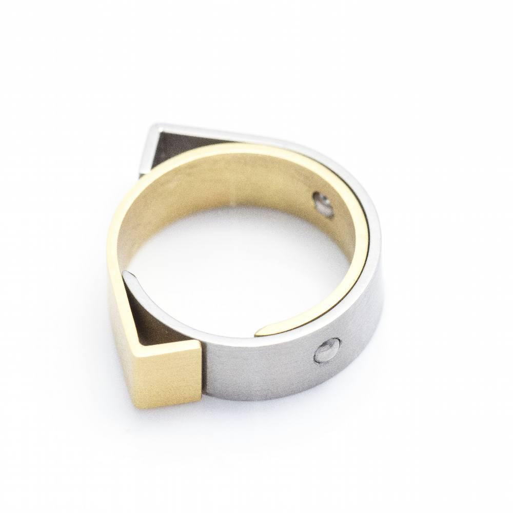CARL DAU GEOMETRY Ring in Gold and Steel For Sale 4