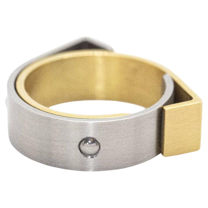 CARL DAU GEOMETRY Ring in Gold and Steel For Sale