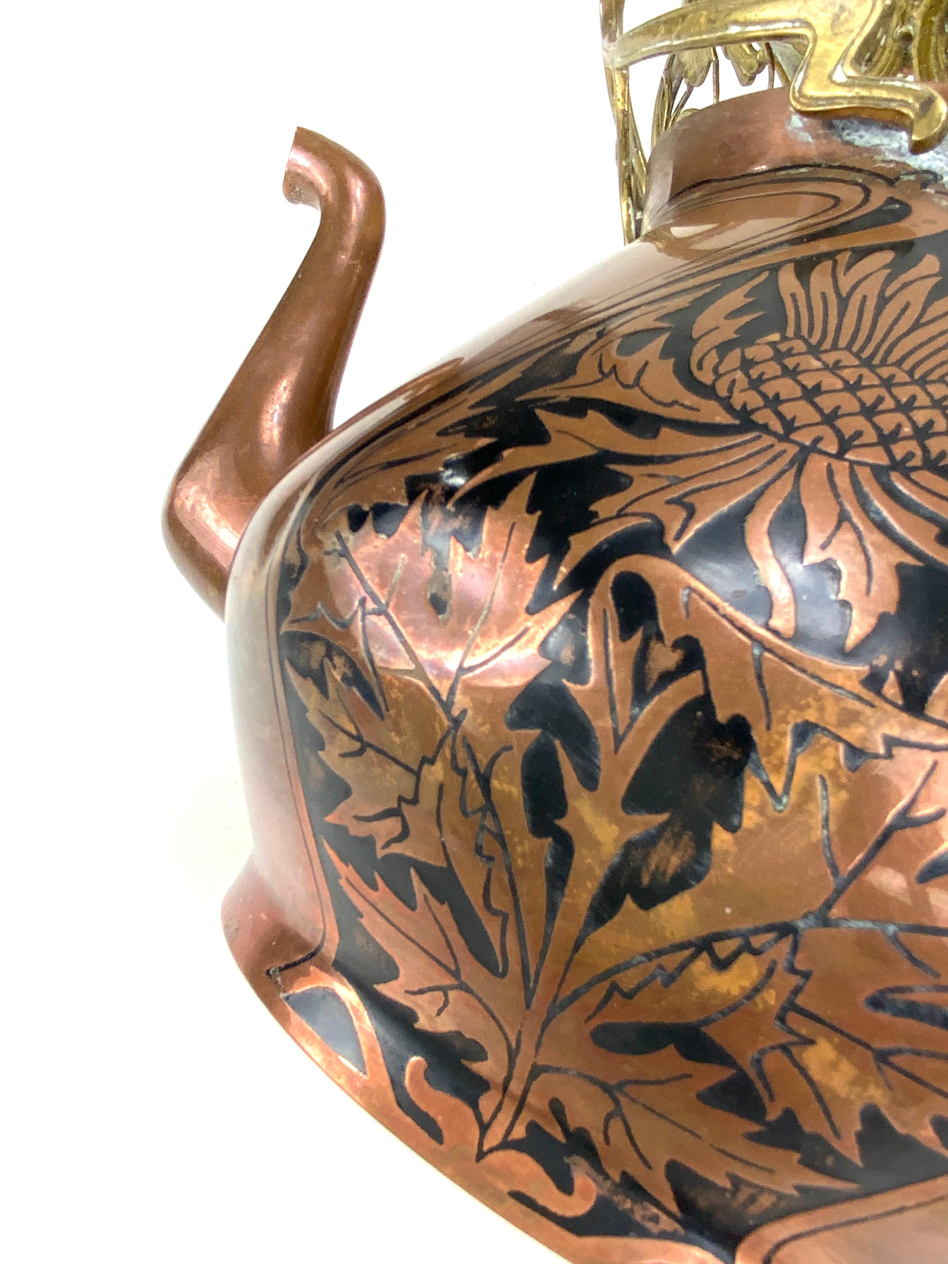 Carl Deffner Art Nouveau Copper Tea Kettle on a Comfort, circa 1895-1900 For Sale 3