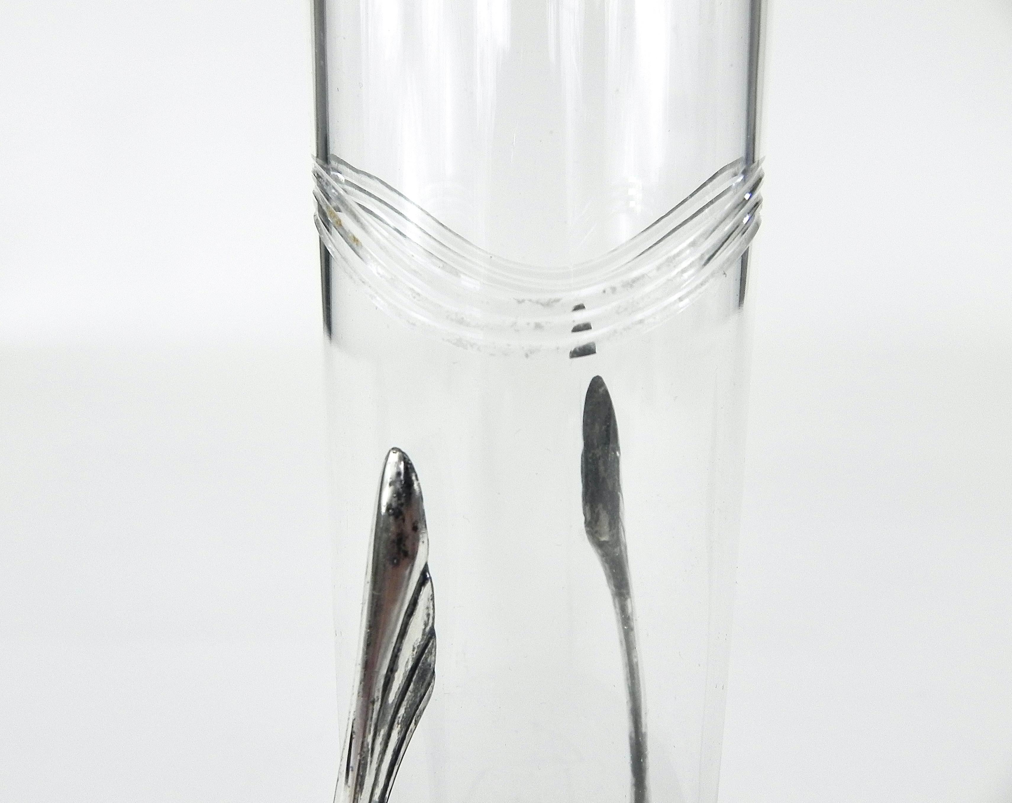 Carl Deffner Art Nouveau Jegendstil Pewter Glass Vase circa 1900 For Sale 4