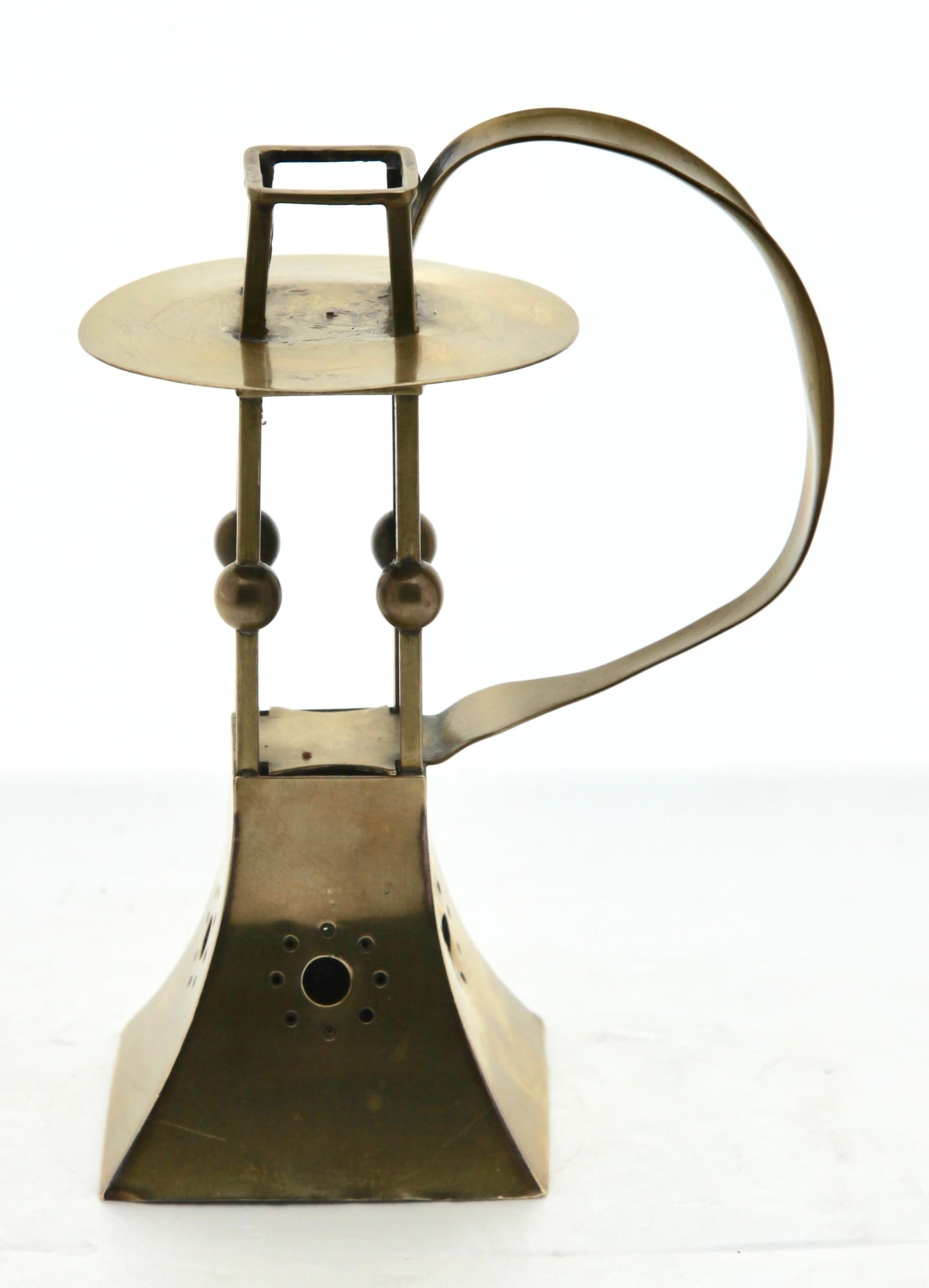 Carl Deffner, Esslingen Arts & Crafts Copper and Brass Candleholder, circa 1900 In Good Condition In Verviers, BE