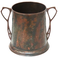 Carl Deffner German Jugendstil Wine Cooler in Hammered Copper & Cast Bronze