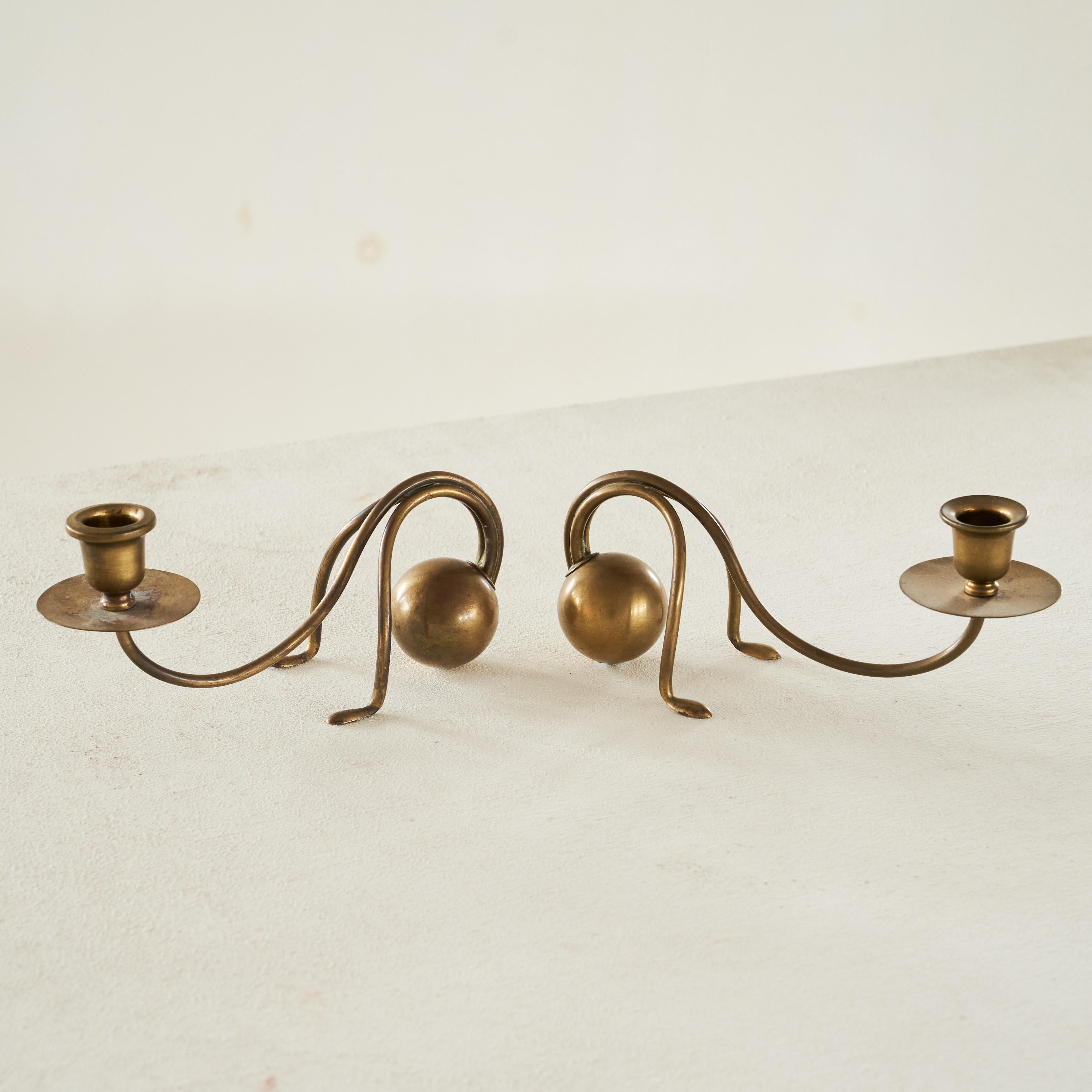 German Carl Deffner Pair of Counterweight Candlesticks 1920s For Sale