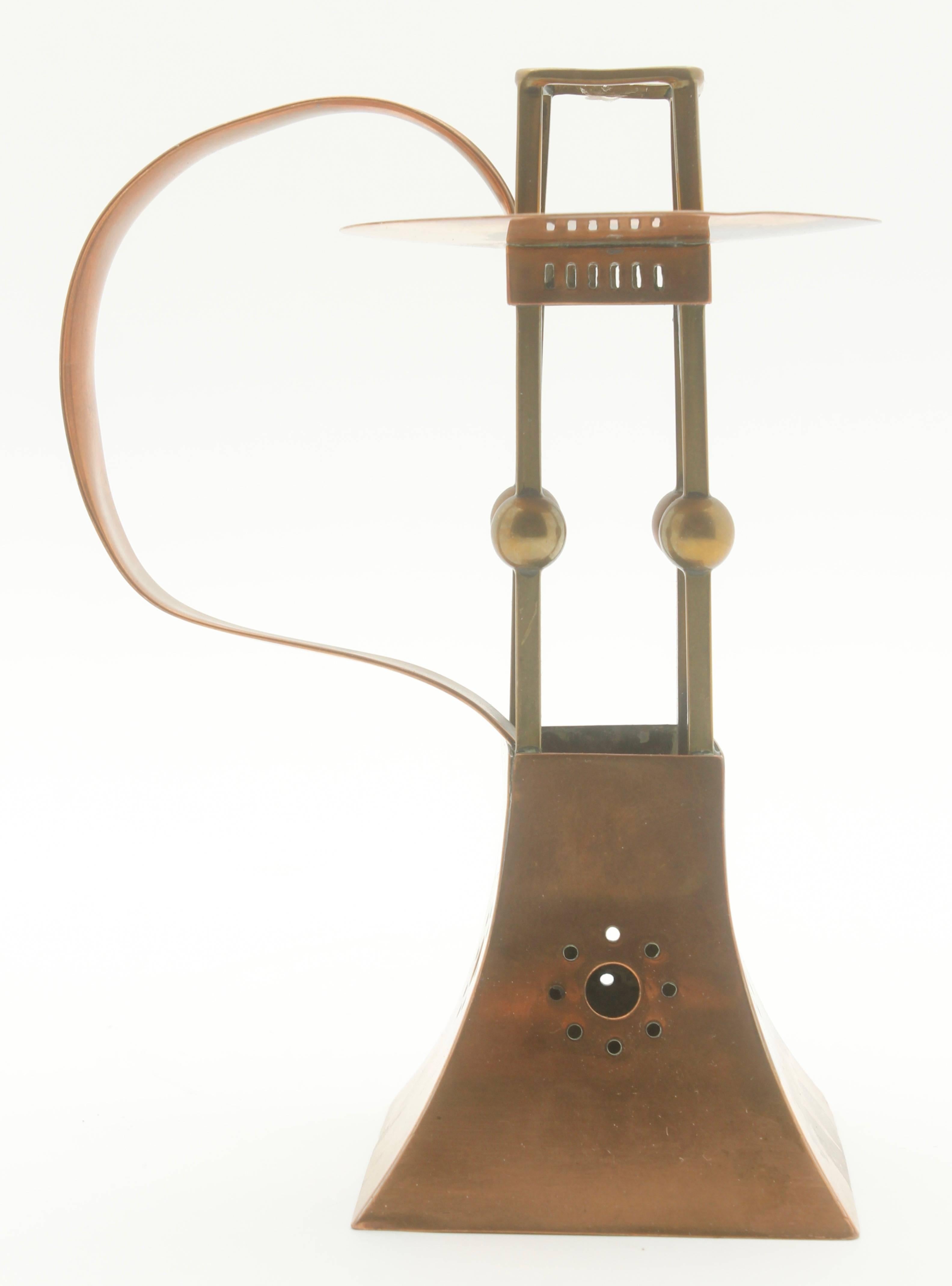 Forged Carl Deffner, Esslingen Arts & Crafts Copper and Brass Candleholder, circa 1900