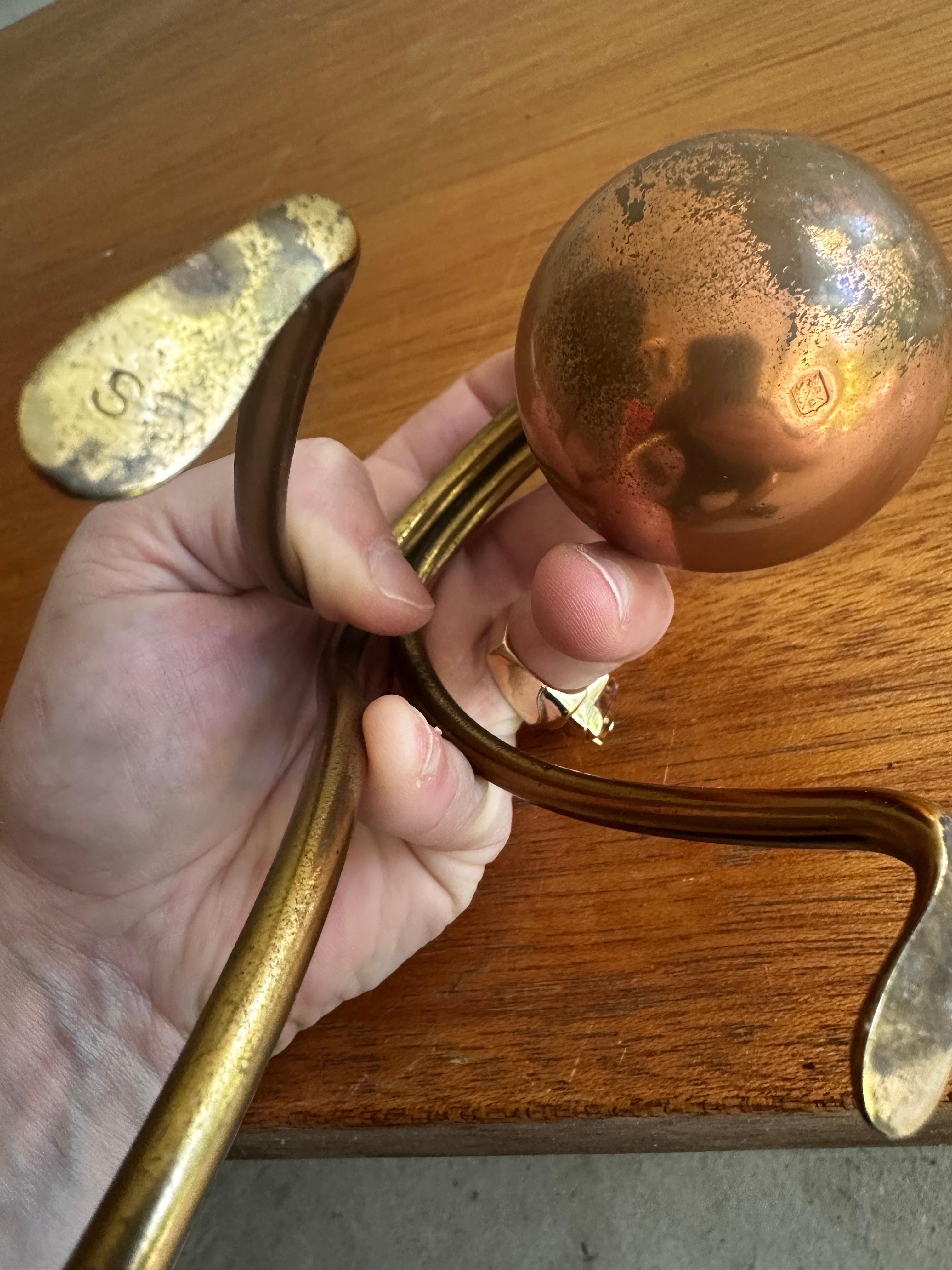 Ottone Carl Defner Bastone da candela in ottone e rame in stile Art nouveau del 1910 in vendita
