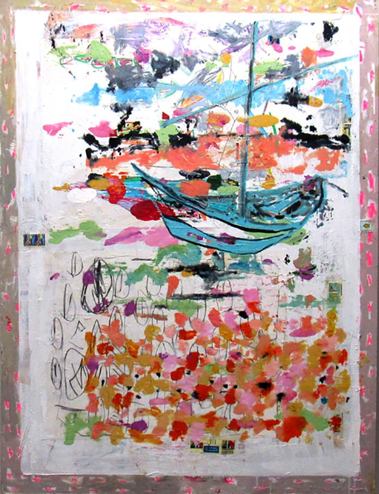 C. Dimitri Abstract Painting - Drunken Boat, abstract, colorful, gesture, patterns