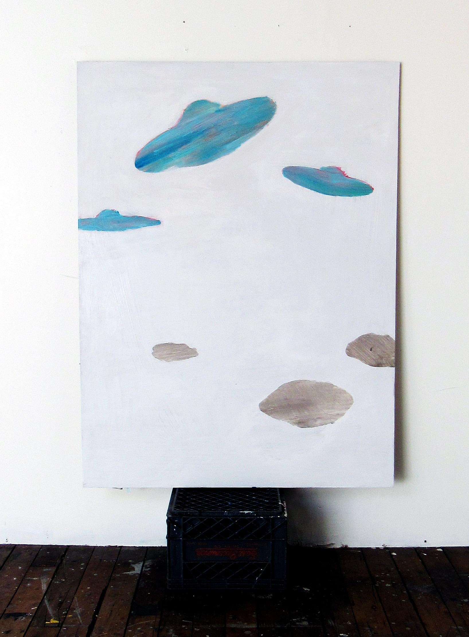 Blue UFO - Painting by C. Dimitri