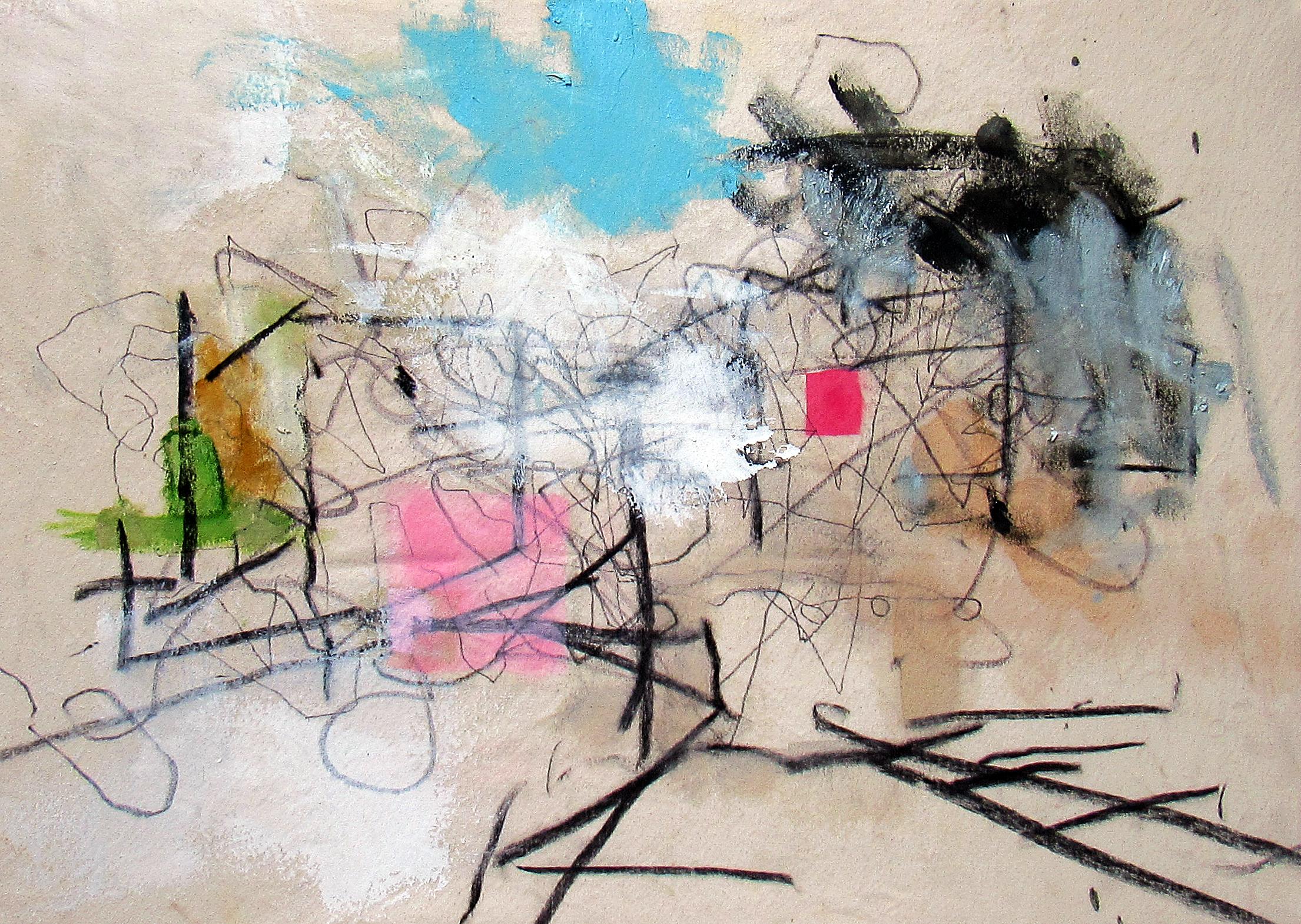 Colchester, bold energetic gestural mixed media abstraction