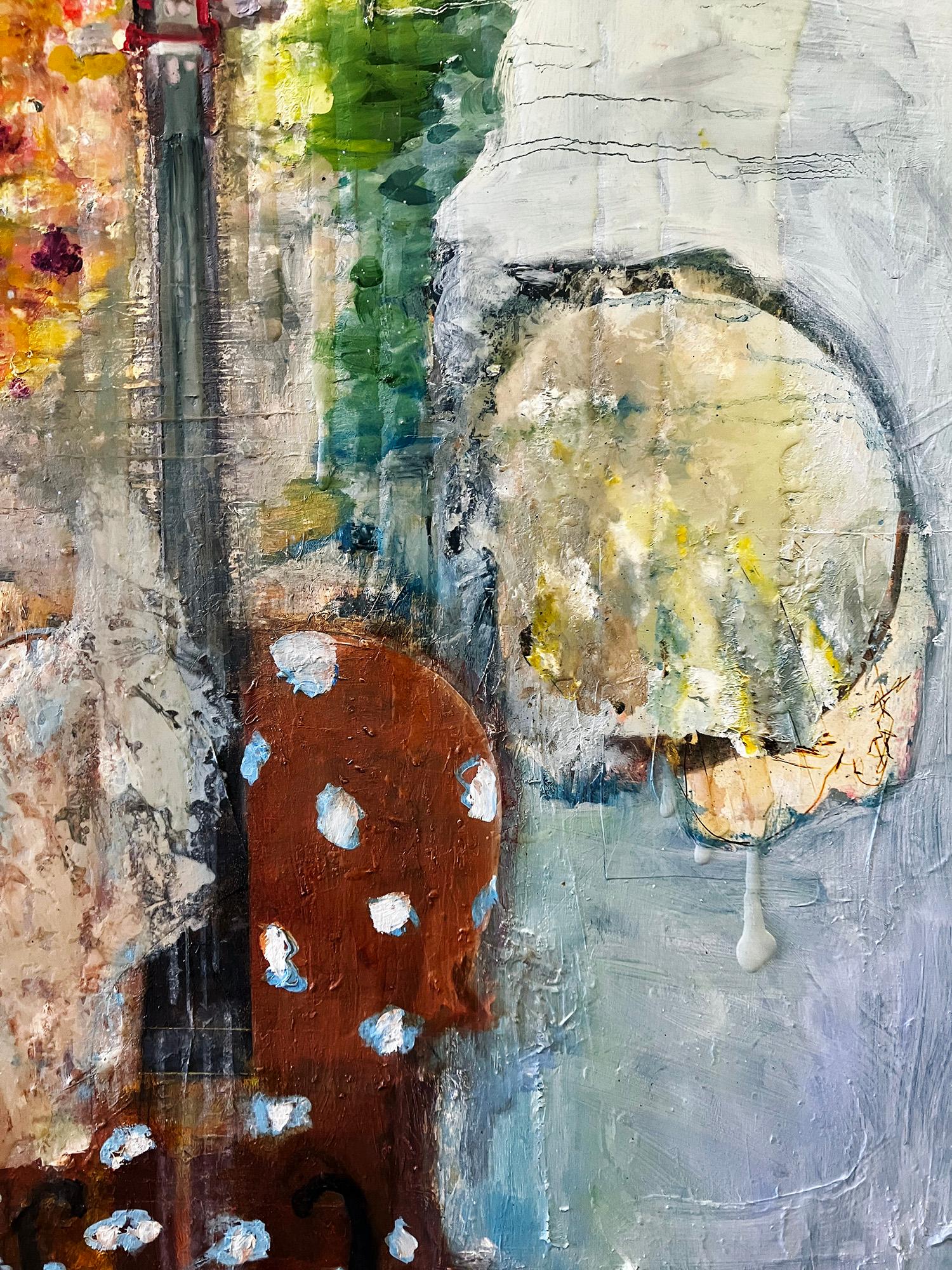 Coralcello, richly colorful music themed abstraction - Abstract Painting by C. Dimitri