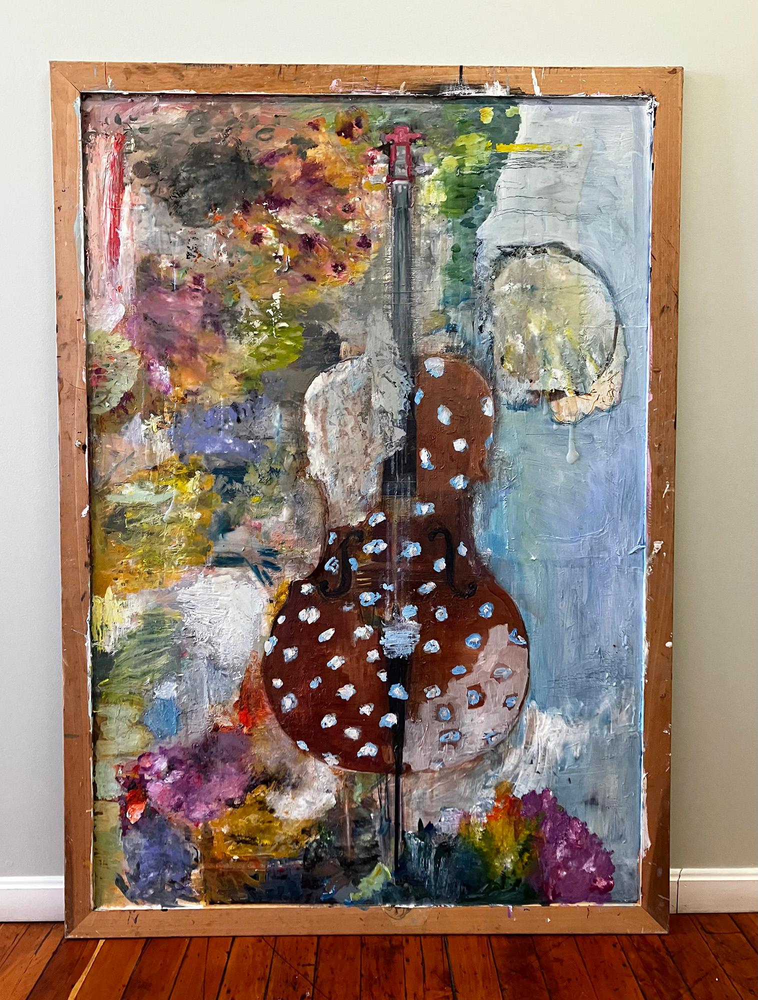 Coralcello, richly colorful music themed abstraction For Sale 1