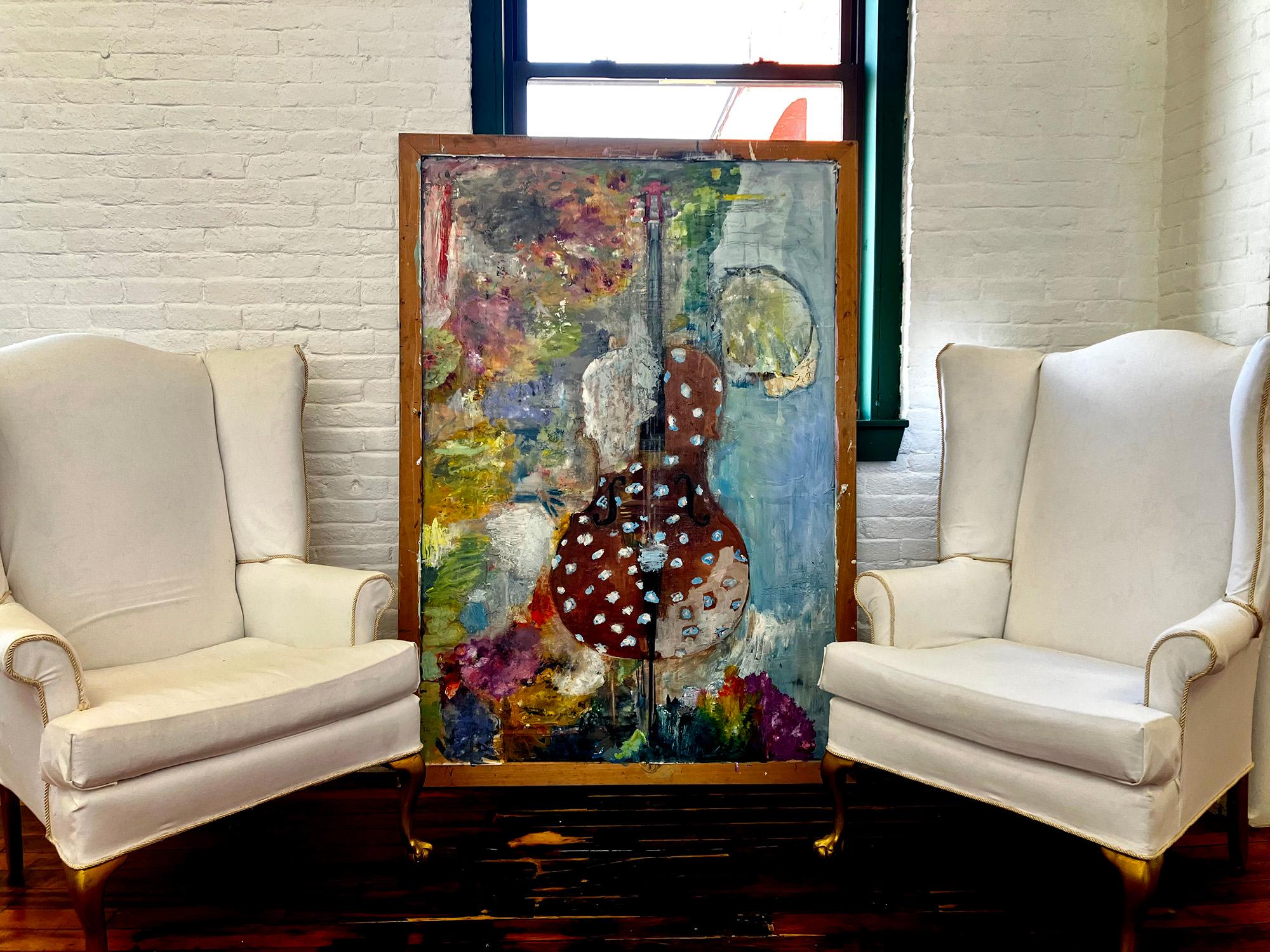 Coralcello, richly colorful music themed abstraction For Sale 2