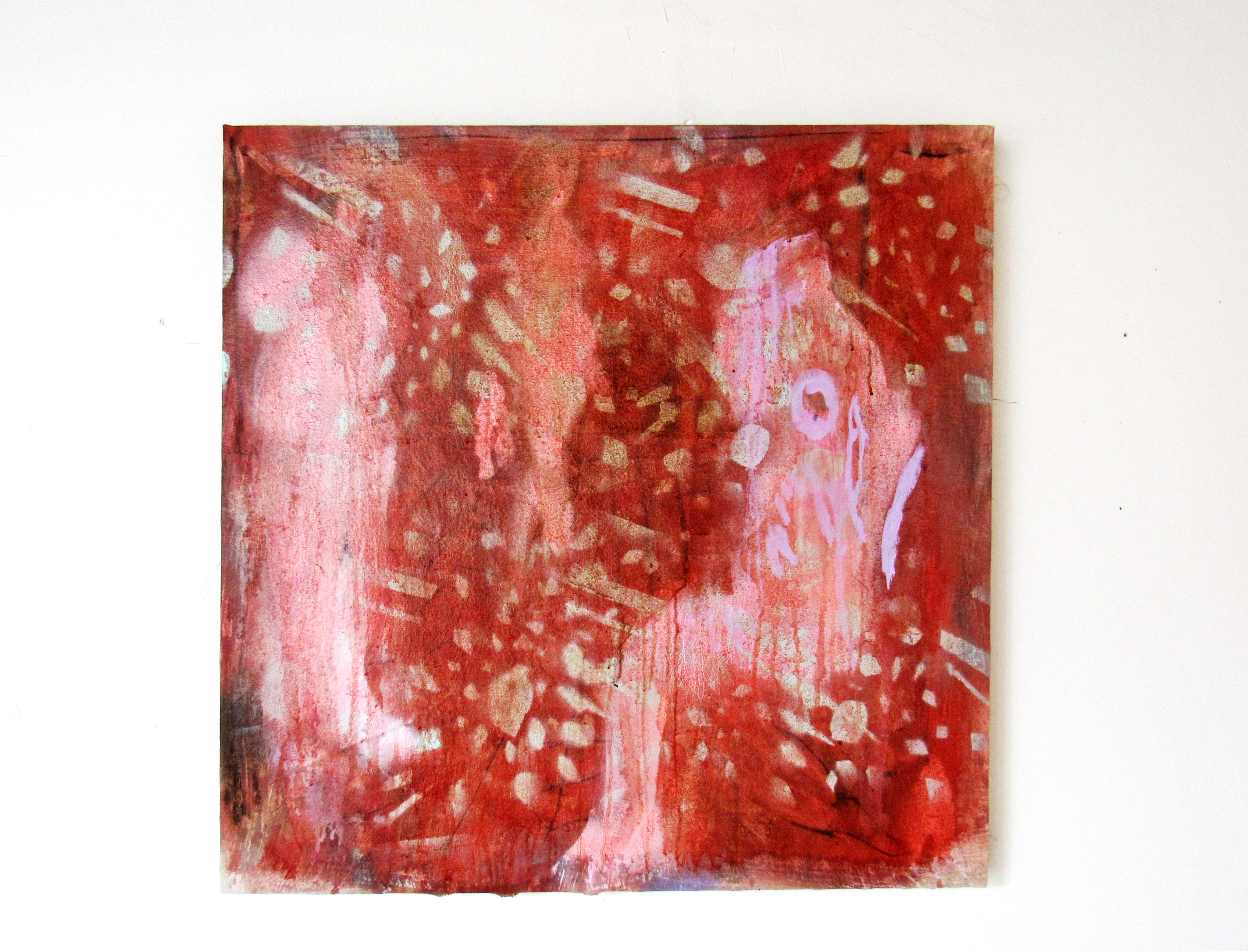 Eurydice, red gestural abstract w figures - Painting by C. Dimitri