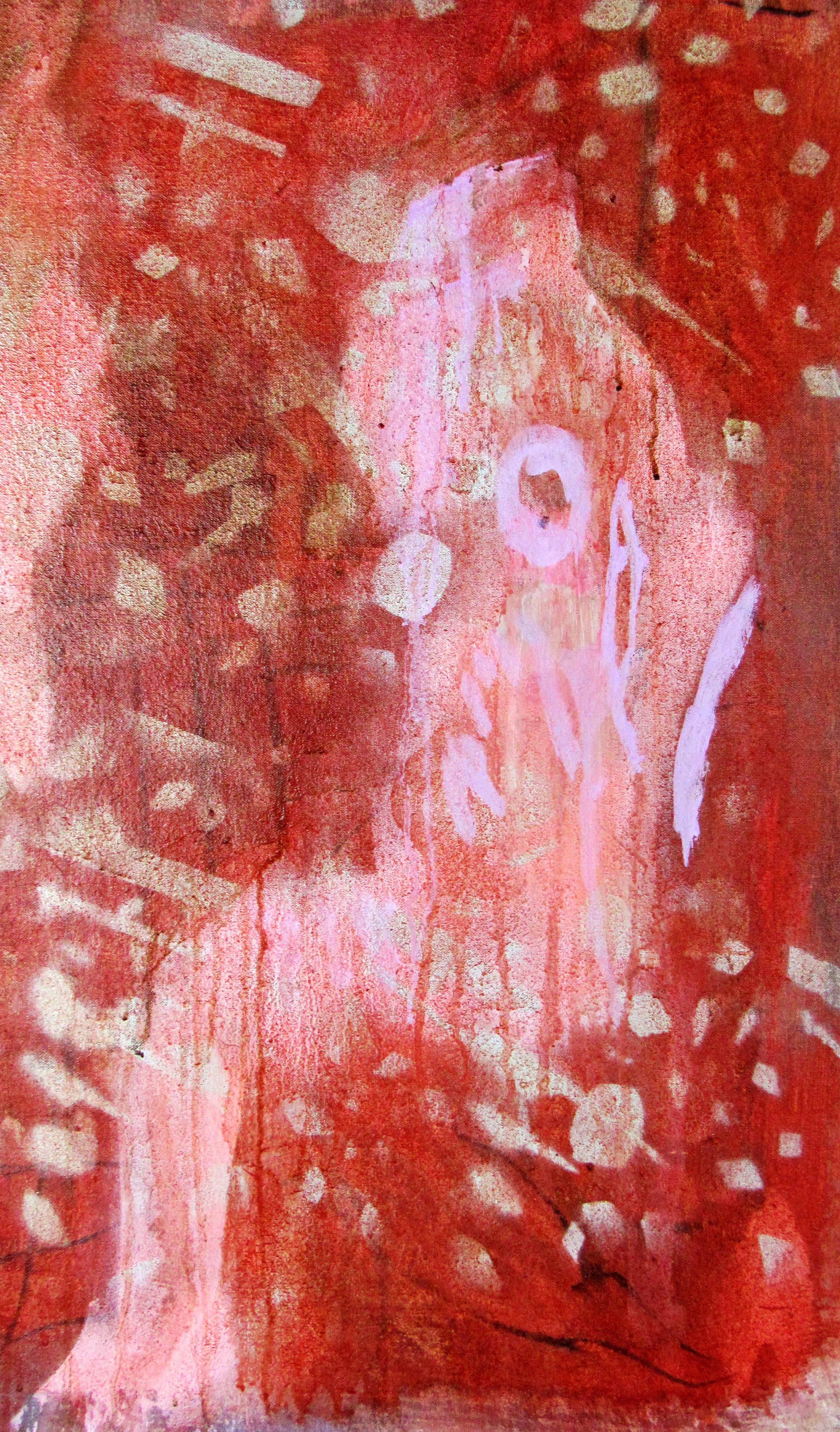 Eurydice, red gestural abstract w figures - Abstract Painting by C. Dimitri