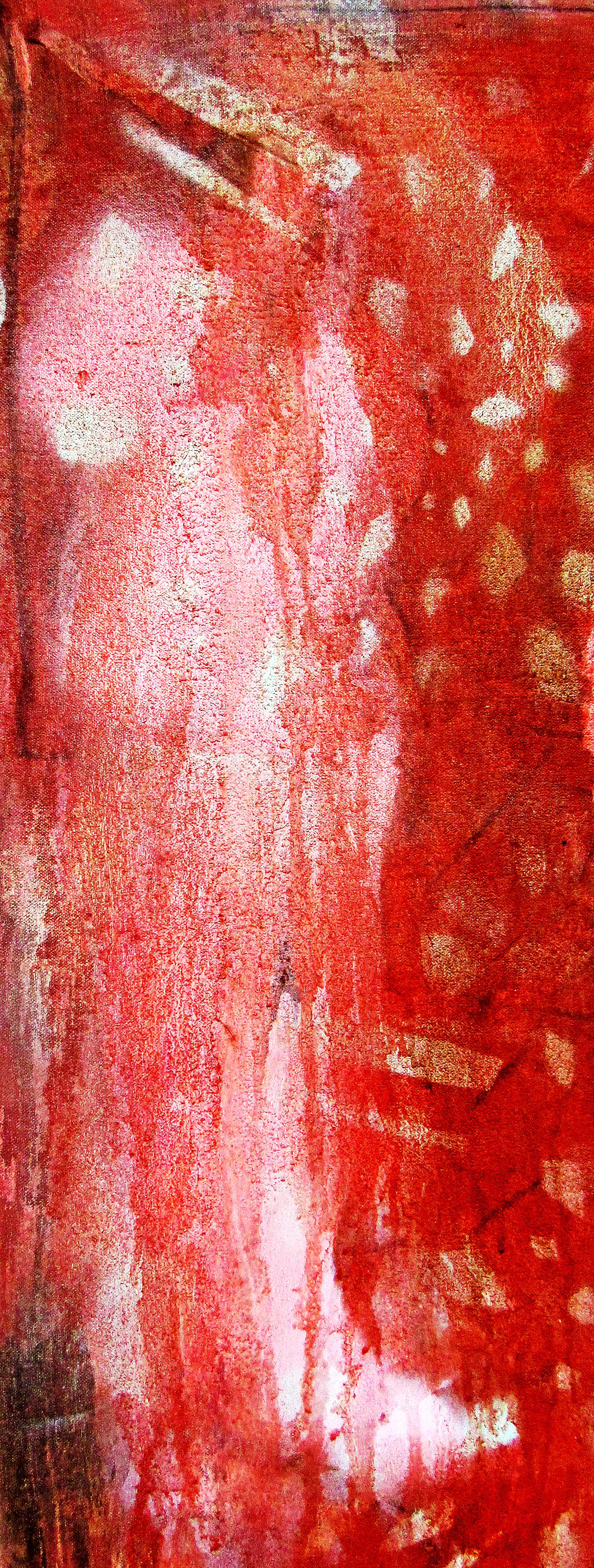 Eurydice, red gestural abstract w figures - Red Figurative Painting by C. Dimitri