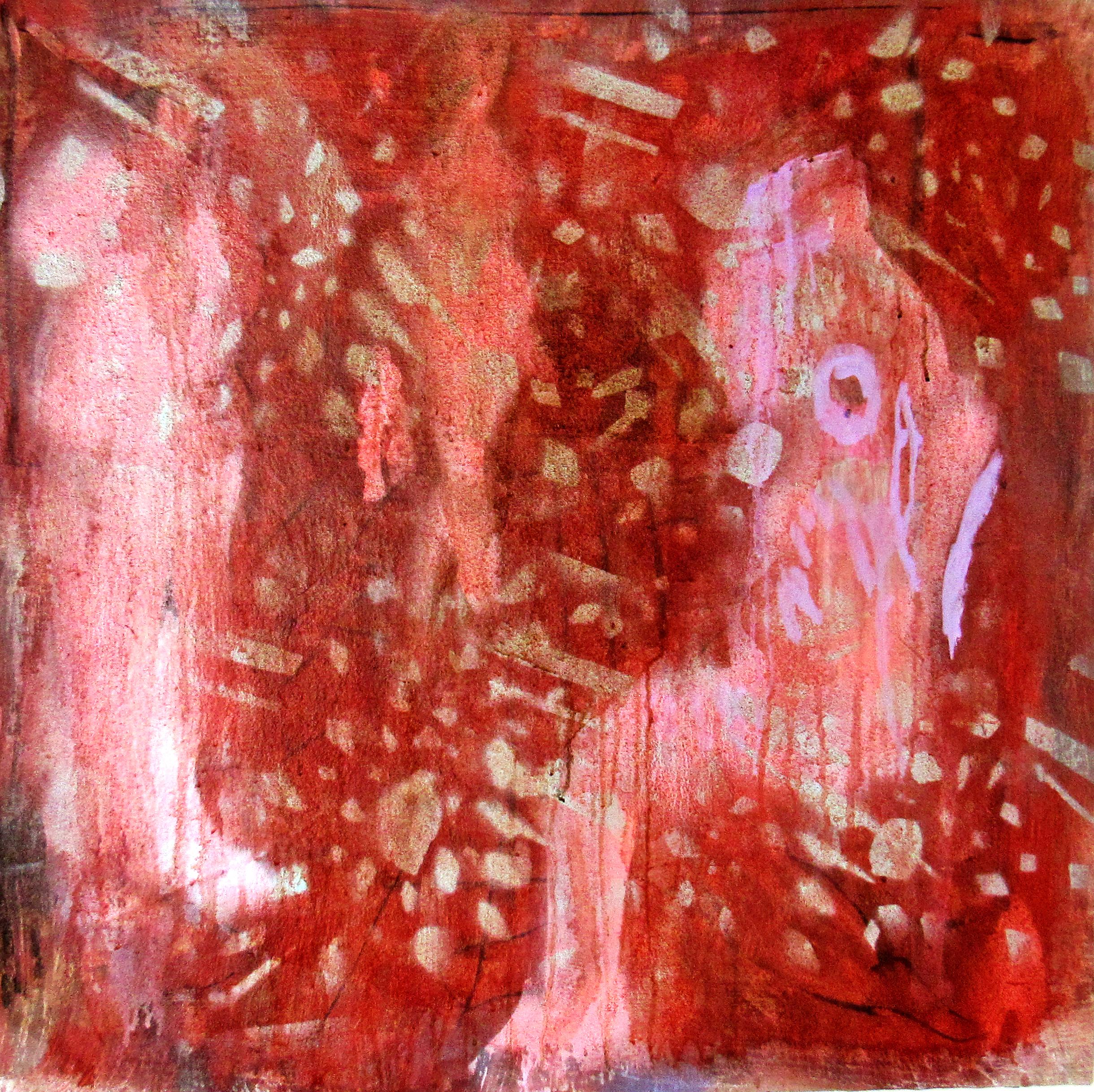 Eurydice, red gestural abstract w figures