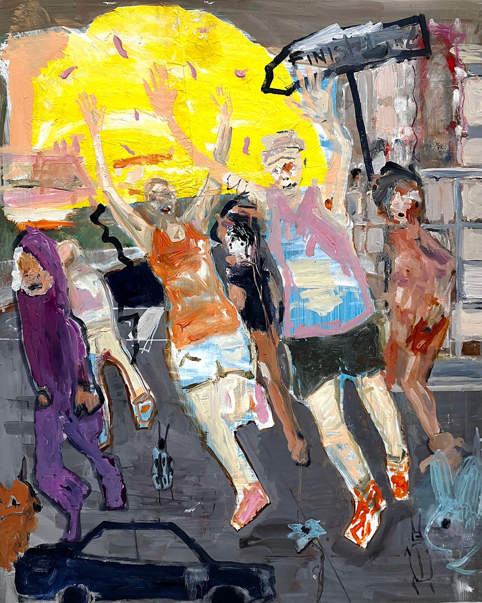 C. Dimitri Abstract Painting - Finish Line, runners, colorful, athletic theme