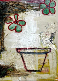 Flowers7, composition audacieuse, éléments de collage texturés