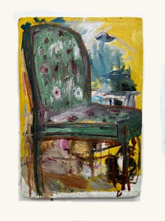 Sedia Greene & Greene, olio colorato su legno, arredamento astratto