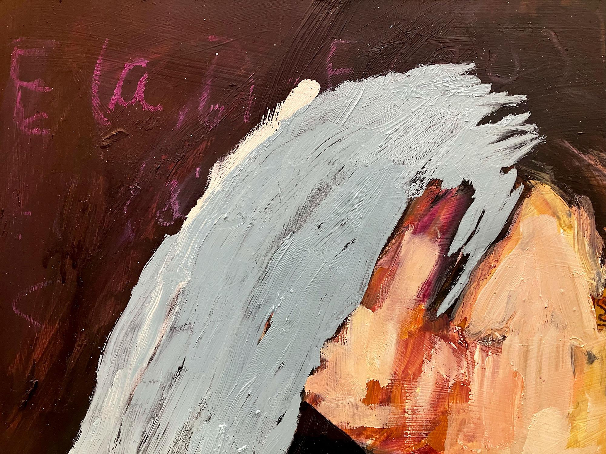 Eroina #744, volto drammatico e audace con maschera - Painting di C. Dimitri