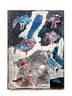 Make Me Proud or At Least Less Ashamed, blue colors, bird patterned abstraction