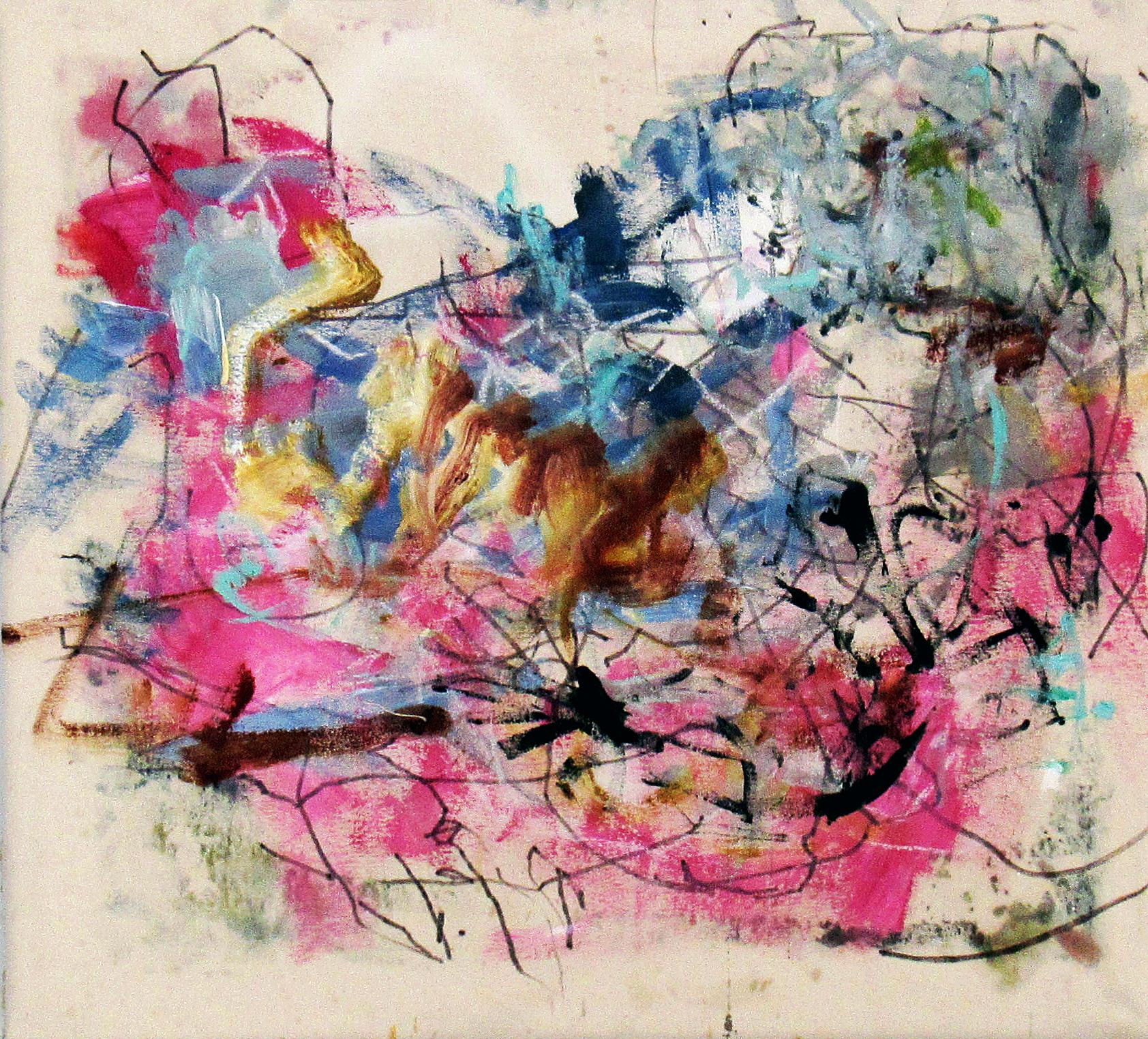 C. Dimitri Abstract Painting - The Incredible Combustible, colorful abstract of classical figure theme