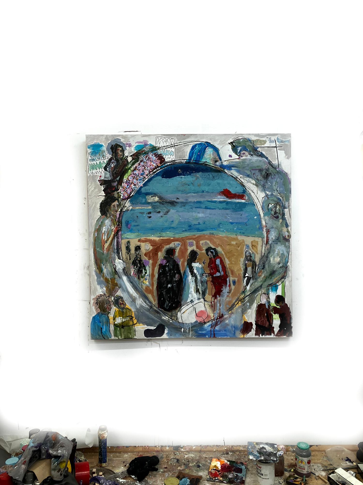 Passage, coloré - Gris Figurative Painting par C. Dimitri
