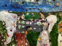 Per Aspera Ad Astra, abstracted stars, female figures angels blue colorful