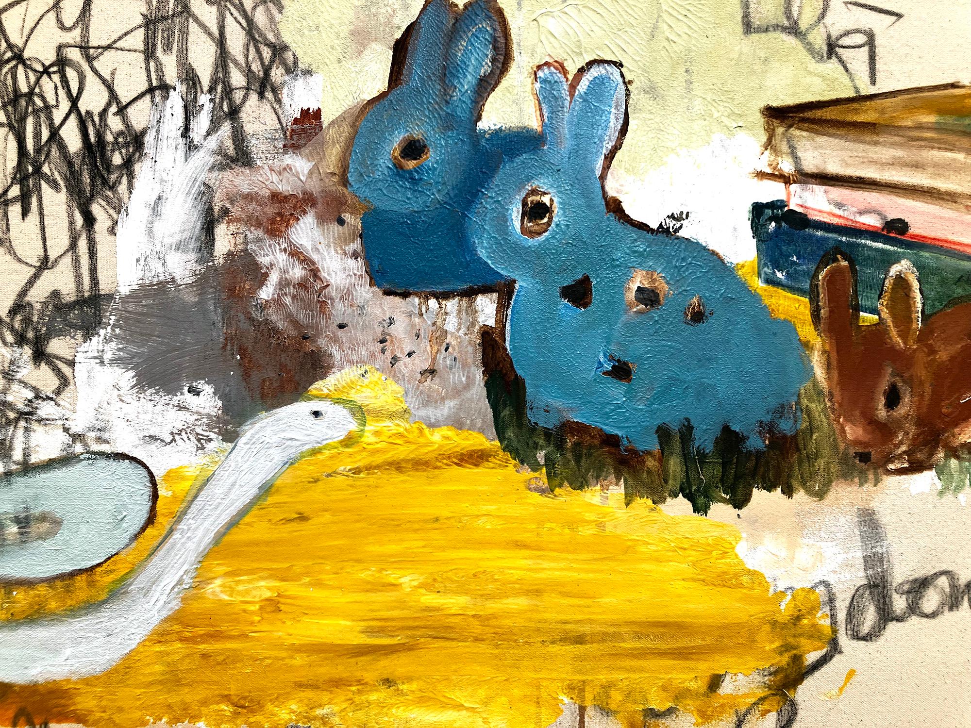 Bureau de référence ou les lapins rêvent dans les marges - Abstrait Painting par C. Dimitri