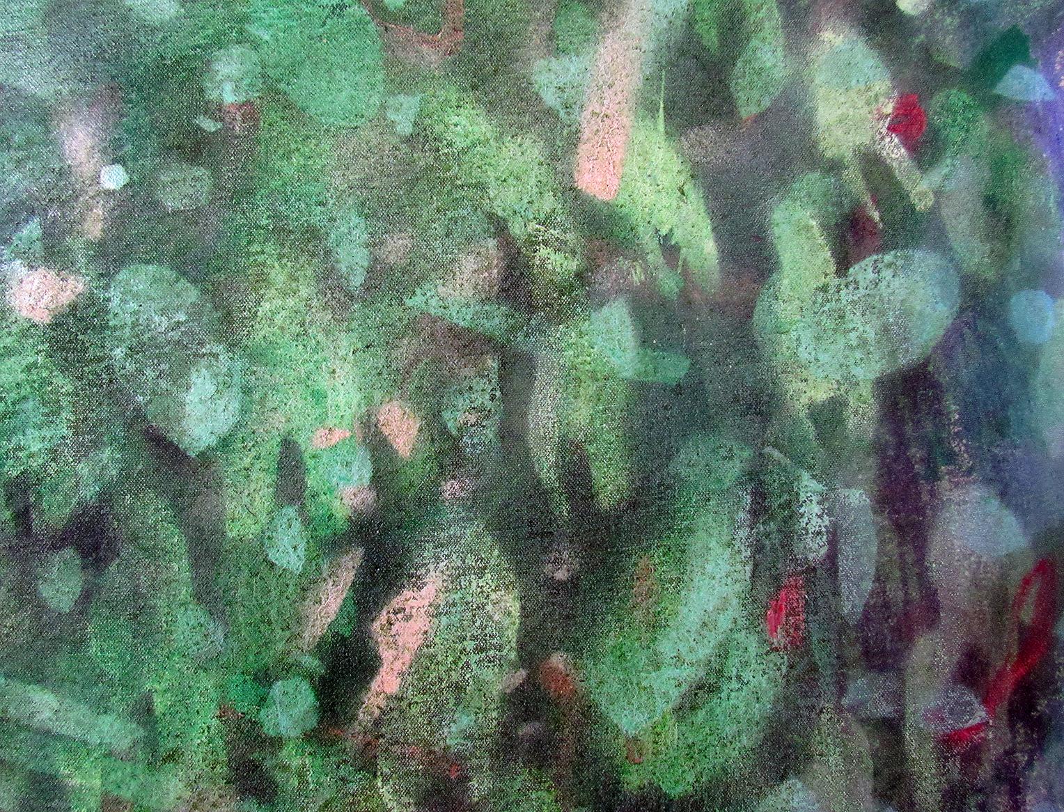 Peinture à l'huile abstraite à motif vert subatomique en vente 1