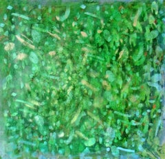 Subatomic, abstract pattern green oil painting