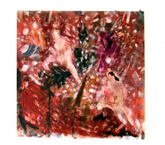 The Climb, colorful abstract patterns w figures, earthy red tones